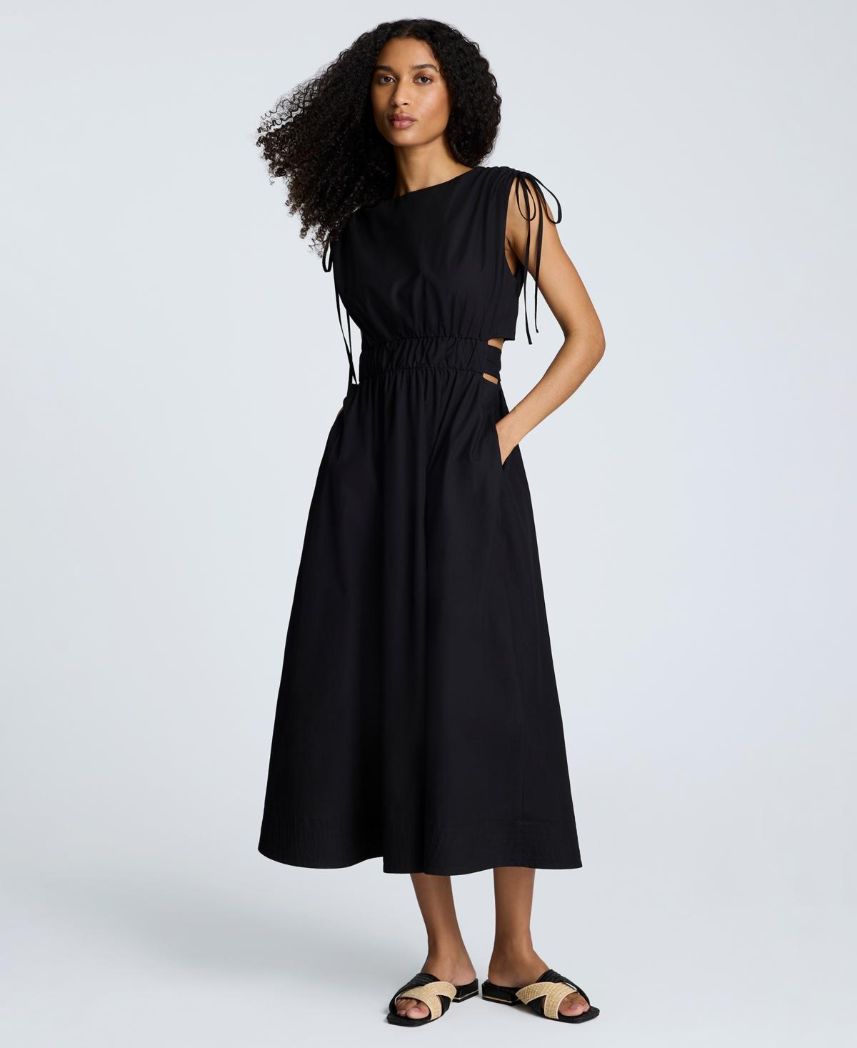 sachin and babi light blue dress Kenneth Cole Shoulder-tie Side-cutout Midi Dress in Black