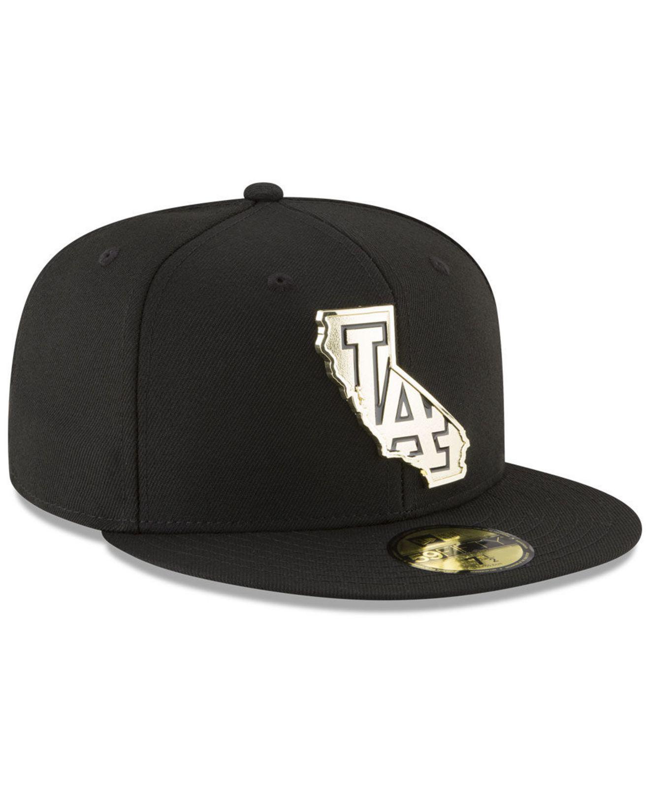 KTZ Los Angeles Dodgers Gold Stated 59fifty Fitted Cap in Black