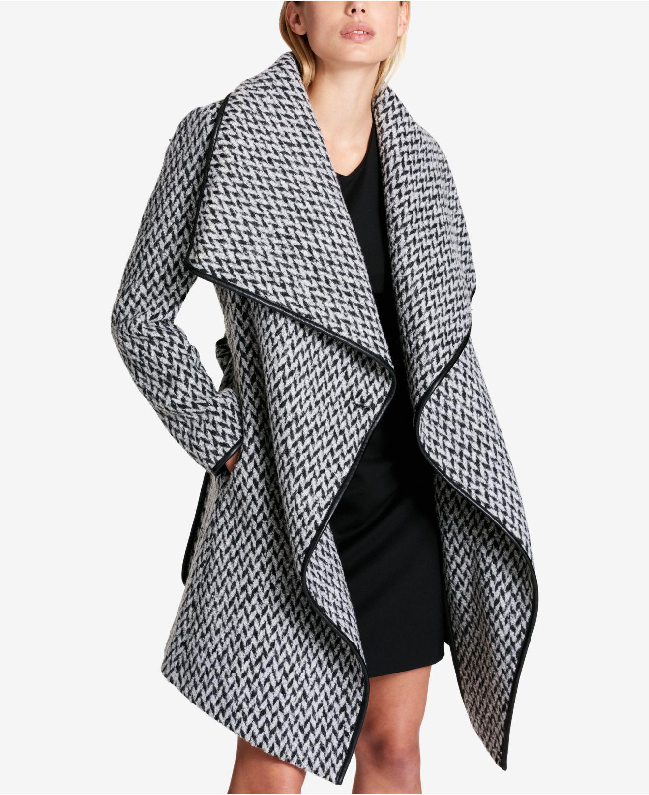 dkny belted wrap coat