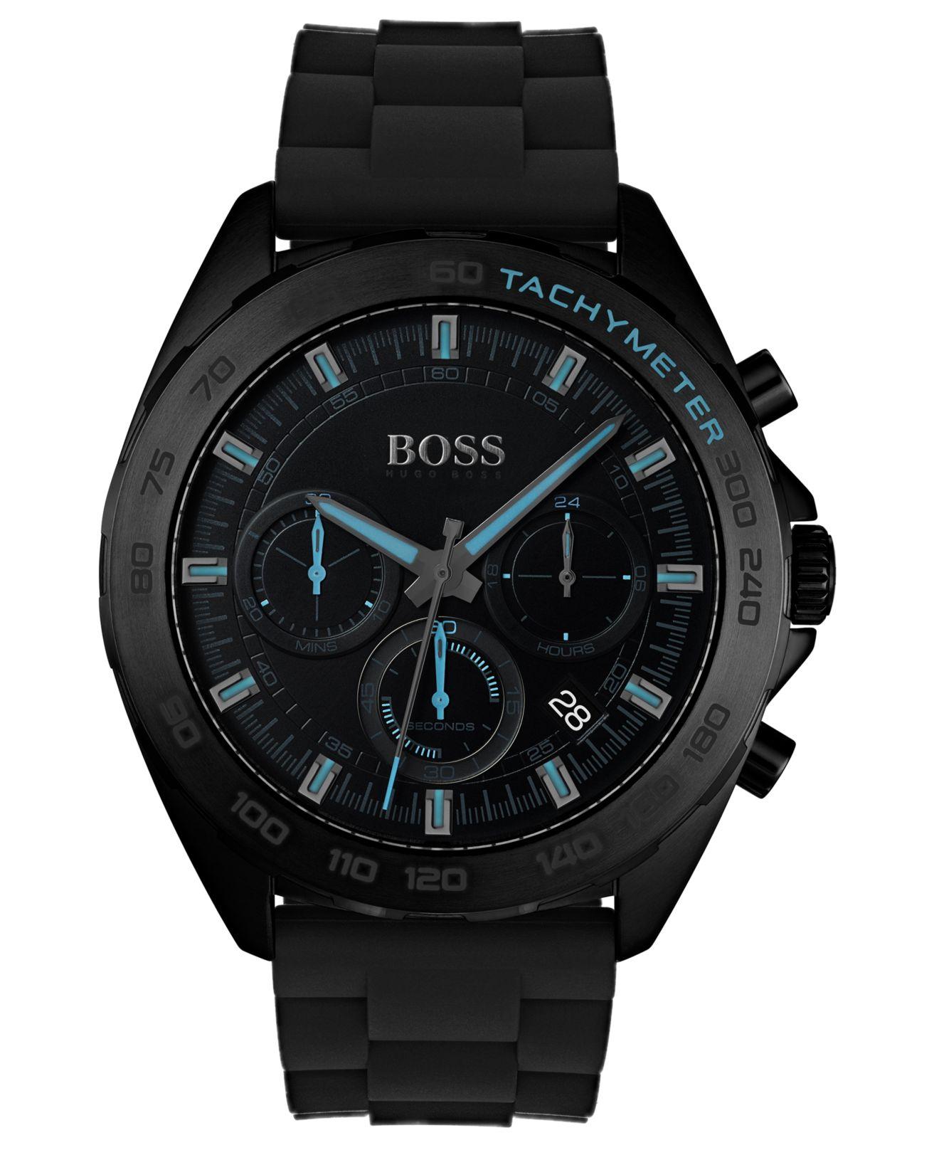 BOSS by Hugo Boss Rubber Intensity Chronograph Silicone Strap Watch in ...