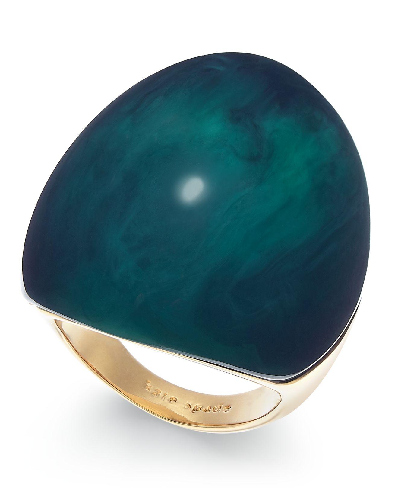 Kate Spade Goldtone Resin Statement Ring in Green Lyst
