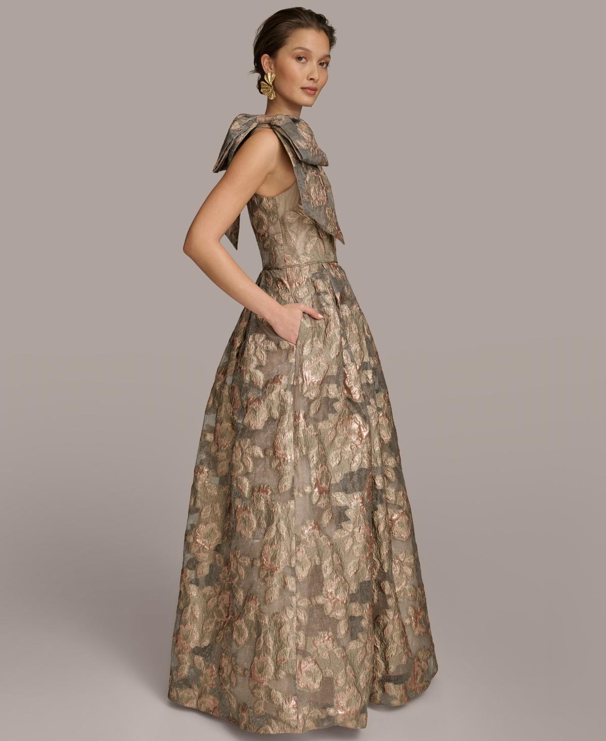 knee length dresses for ladies Floral Jacquard One Shoulder Ball Gown | Gown