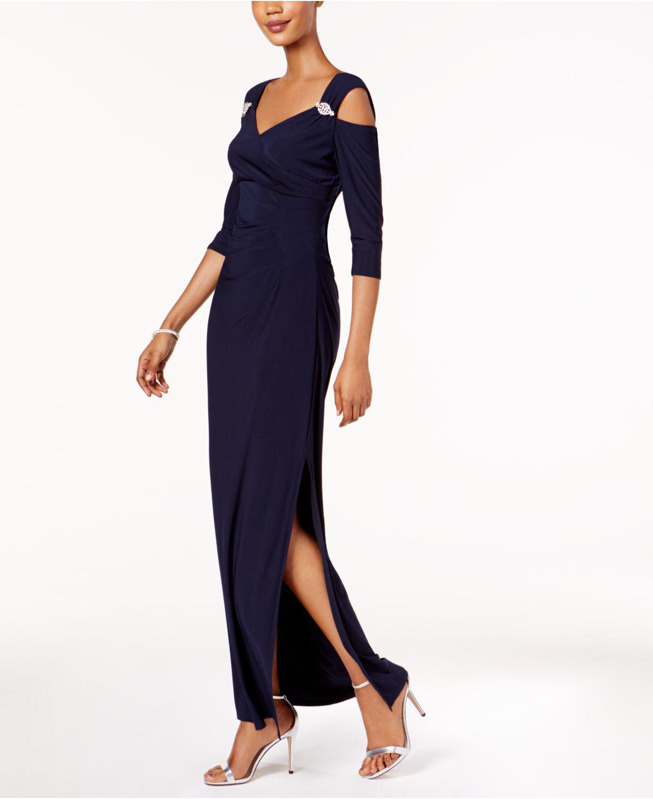 gown with cold shoulder