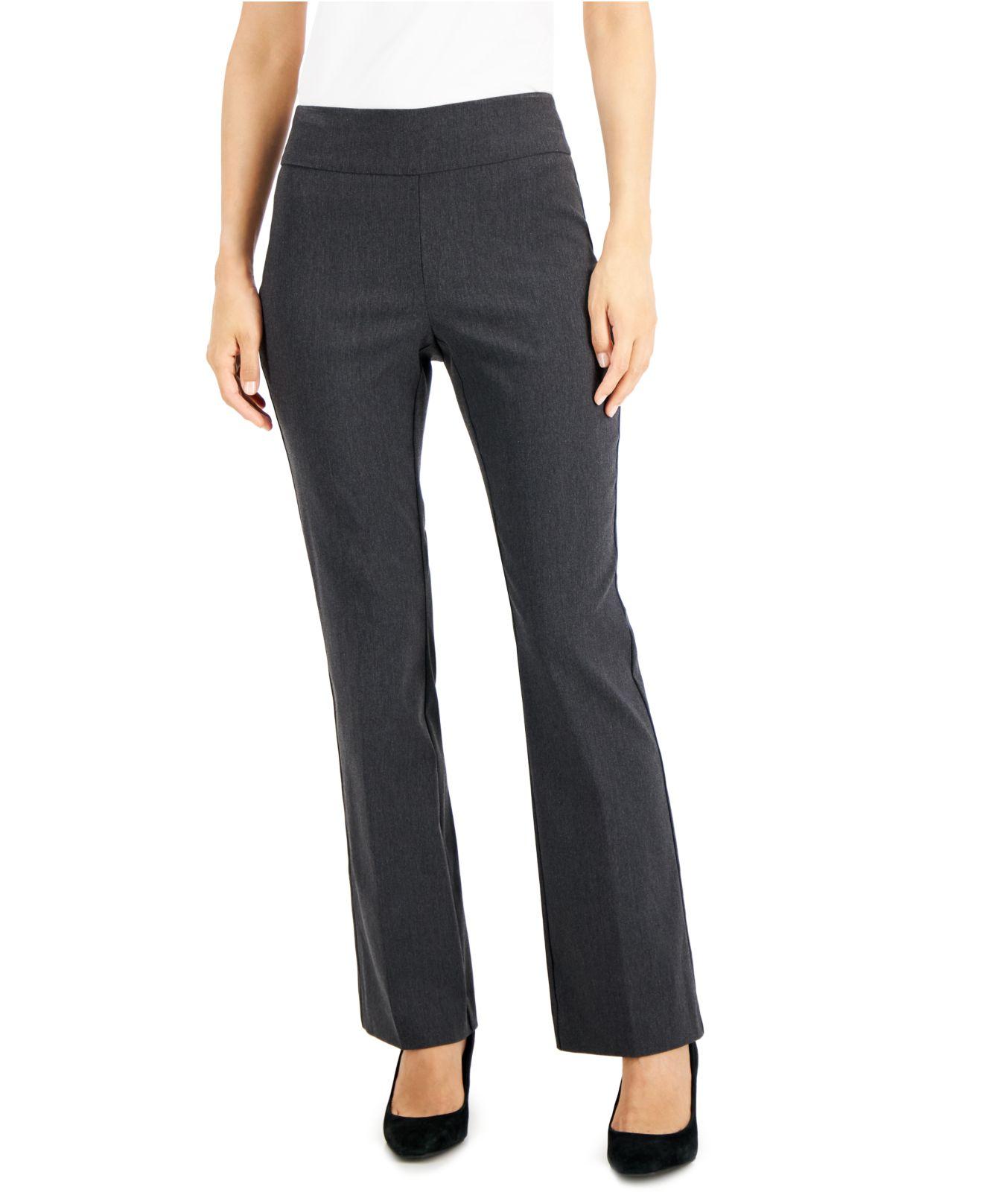 Alfani Tummy-control Pull-on Bootcut Pants, Created For Macy's in Gray