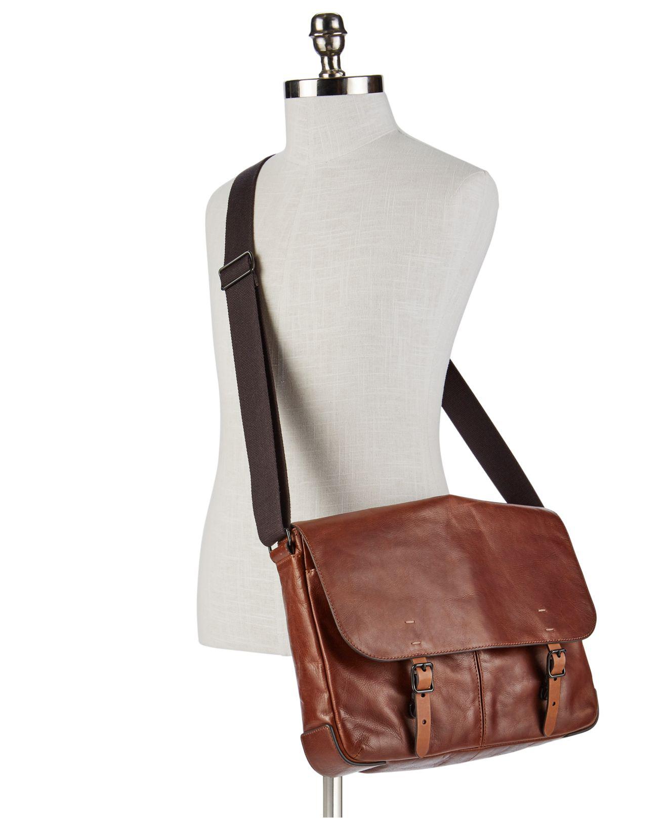 Fossil Leather Buckner Messenger Bag Cognac in Brown for Men Save 18