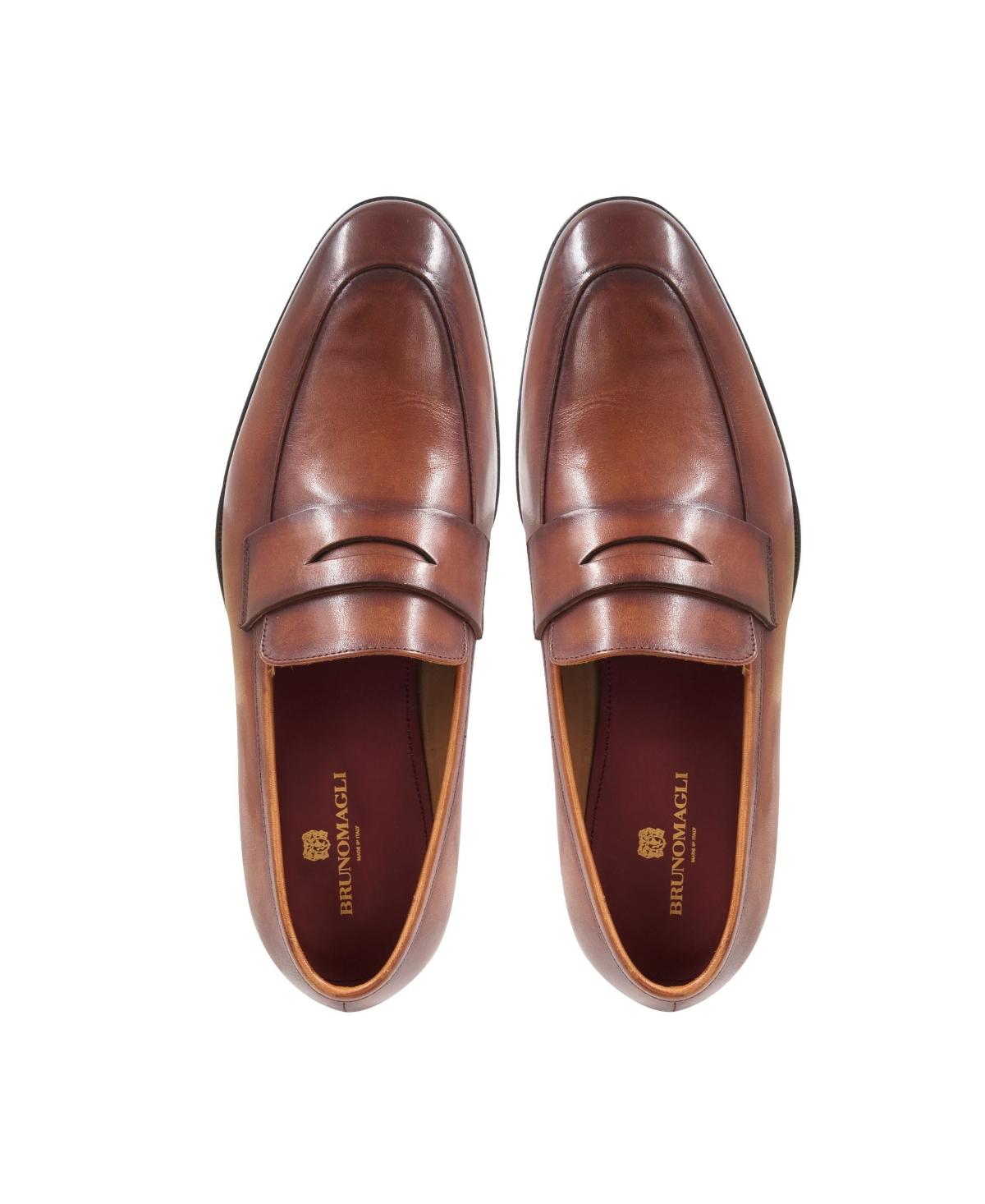 Bruno Magli Hudson Penny Loafers Shoes US 10M Italian Brown Leather Dress Casual Bruno Magli Maioco Penny Slip On Dress Loafers in Brown for  main image 2