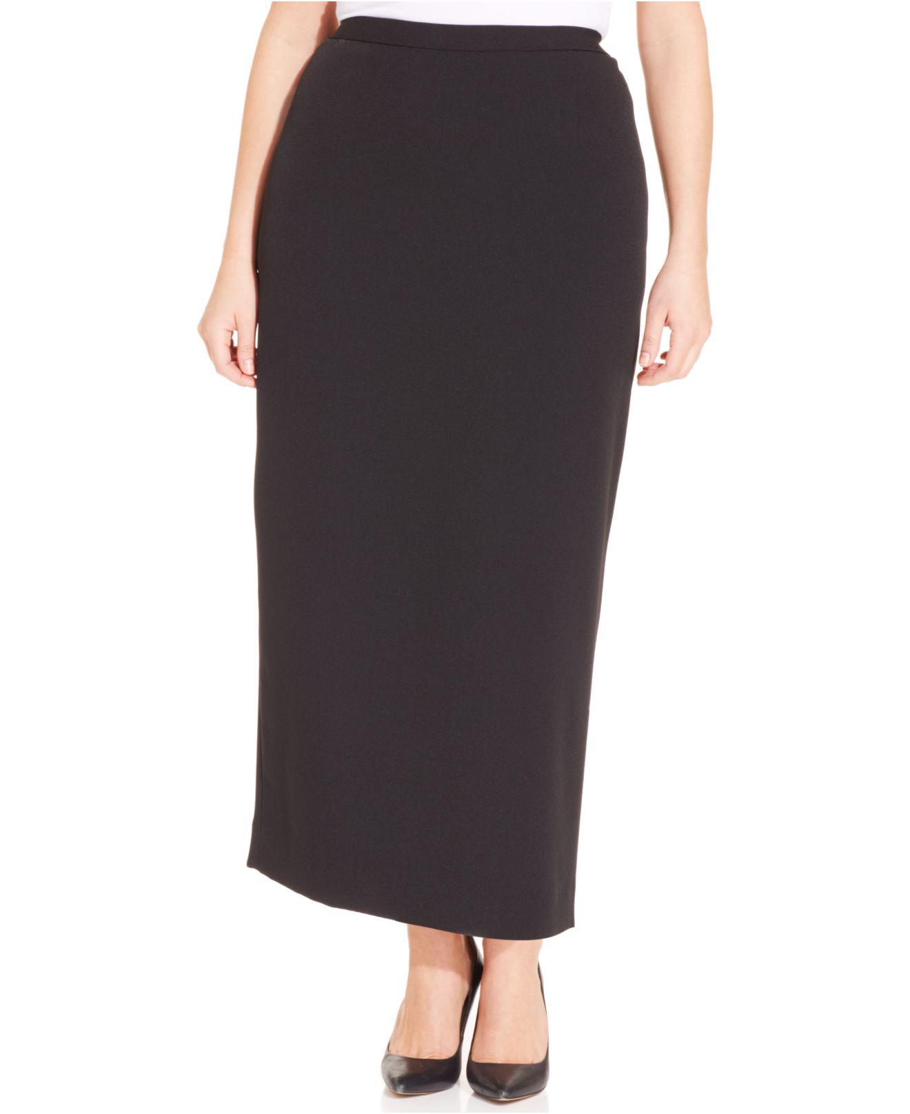 Kasper Synthetic Plus Size Straight-fit Midi Skirt in Black - Lyst
