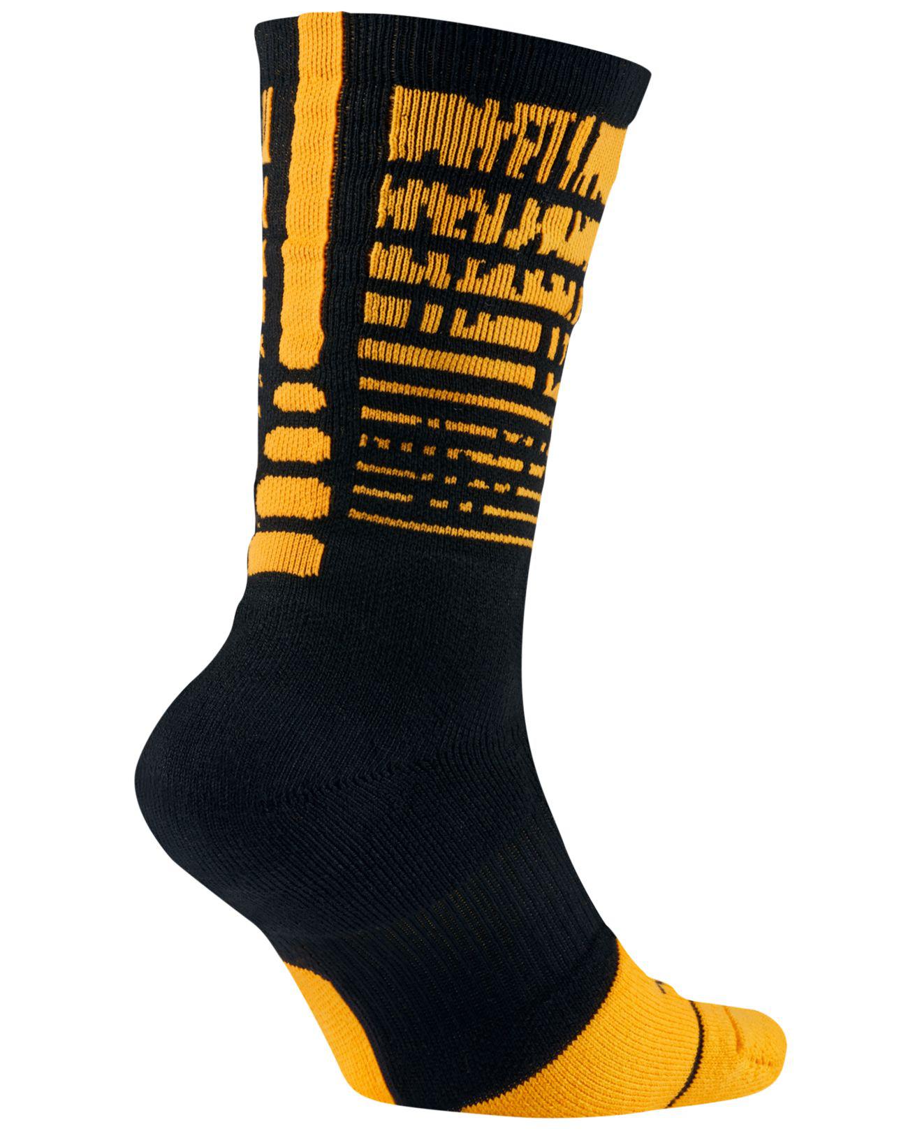 Nike Synthetic Elite Pulse Basketball Crew Socks in Black/Golden Yellow ( Black) for Men | Lyst
