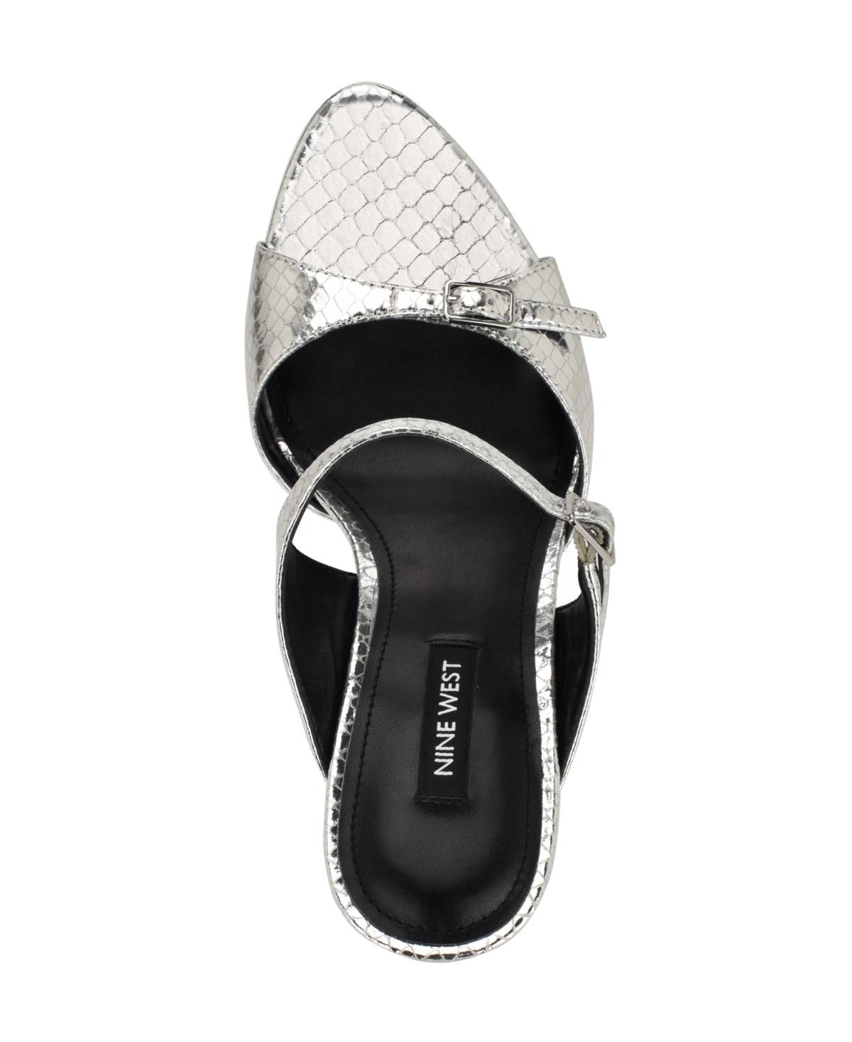 Nine West Sandali con tacco Reida Donna, Argento, 36.5 EU