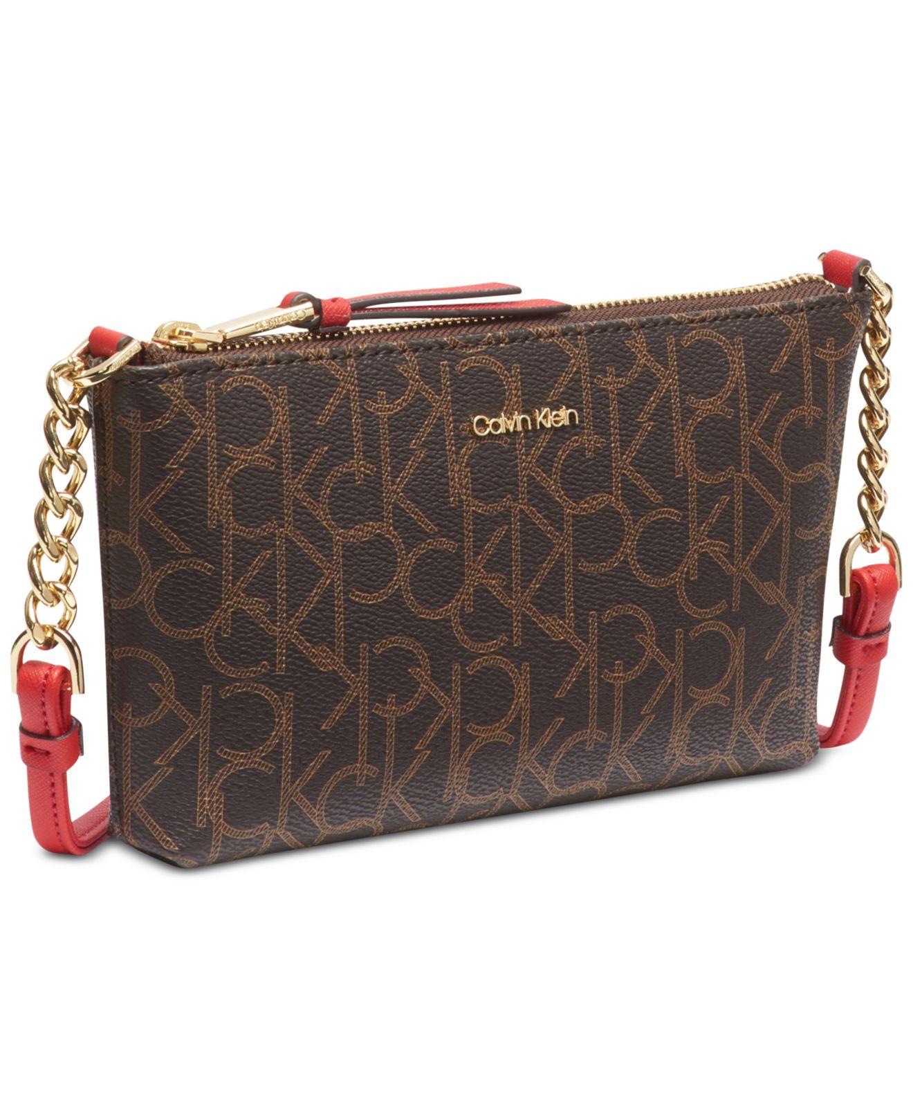 calvin klein hayden signature chain strap crossbody