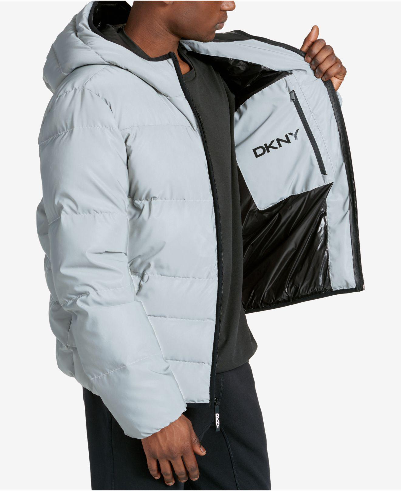 dkny silver puffer jacket