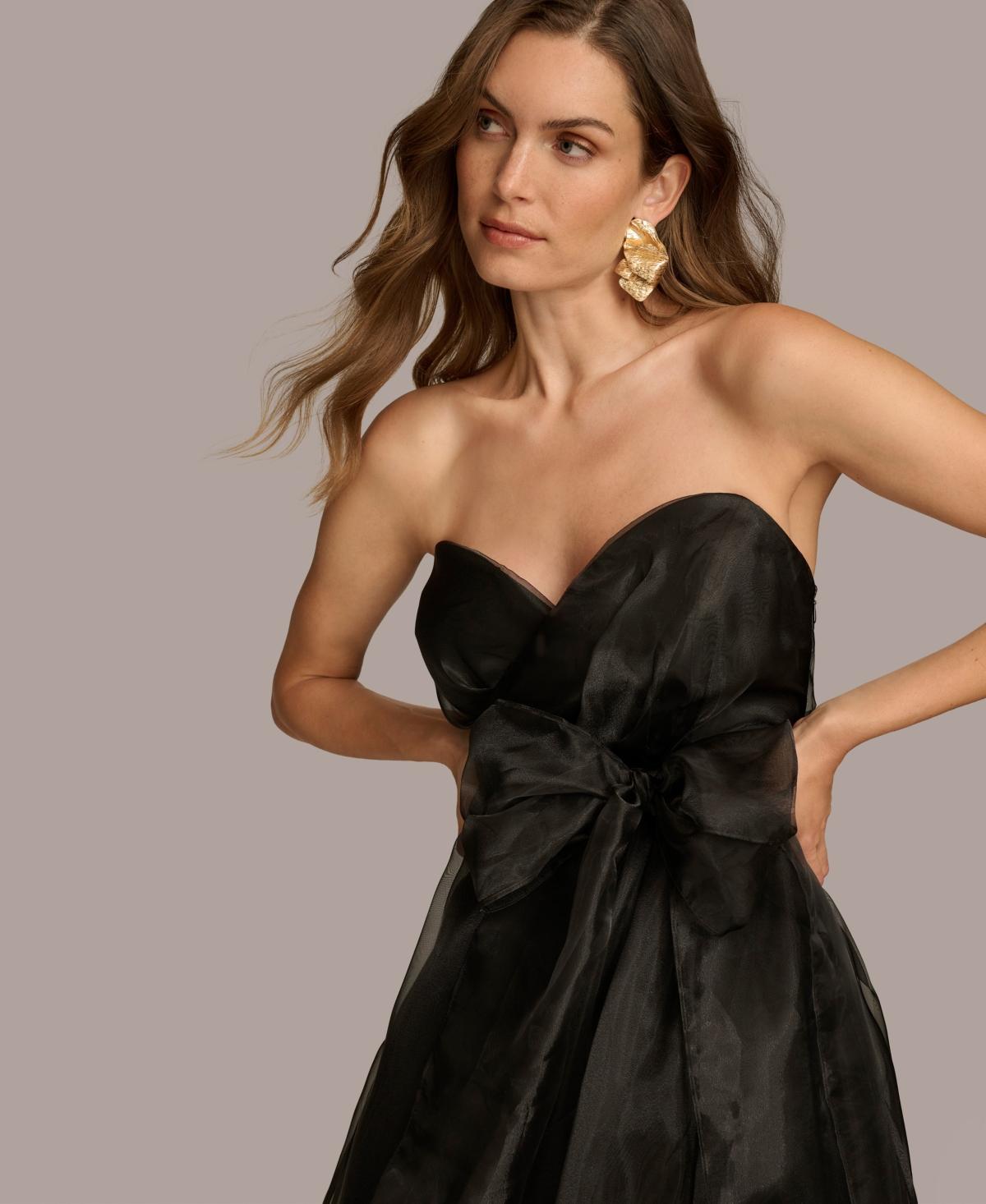 donna karan women's sweetheart neck strapless chiffon dress Donna Karan New York Womens Black Sweetheart Neck Strapless Chiffon Dress Size 2
