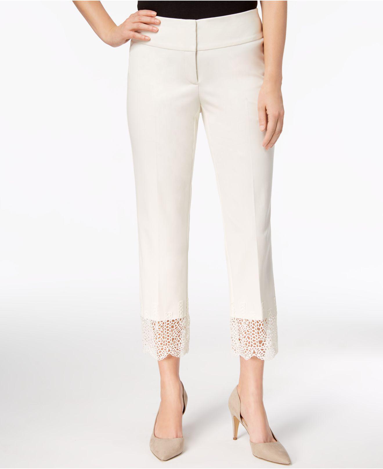 Alfani Petite Lace-hem Ankle Pants, Created For Macy's | Lyst