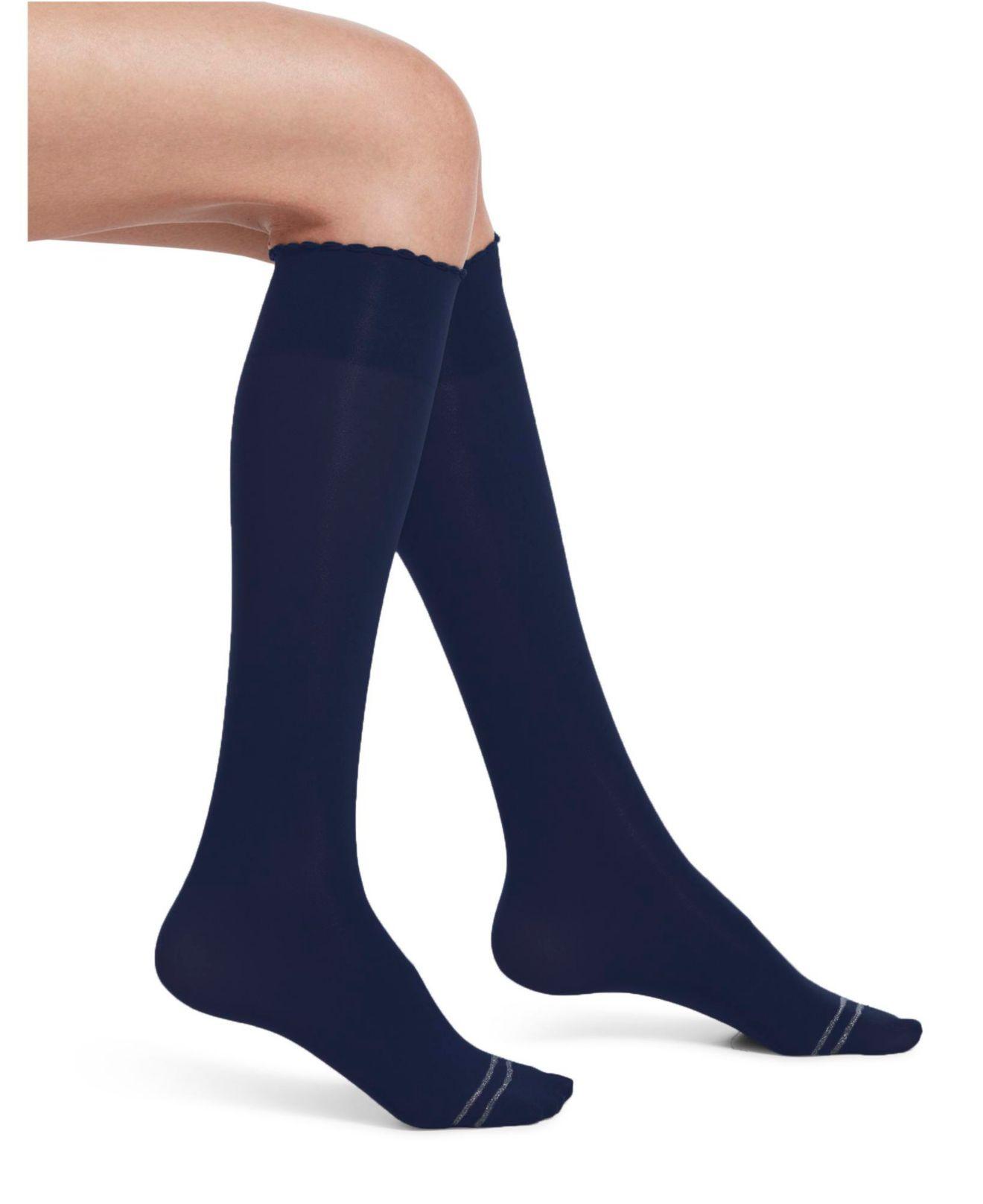 Hue Synthetic Graduated Compression Opaque Knee High Socks in Navy