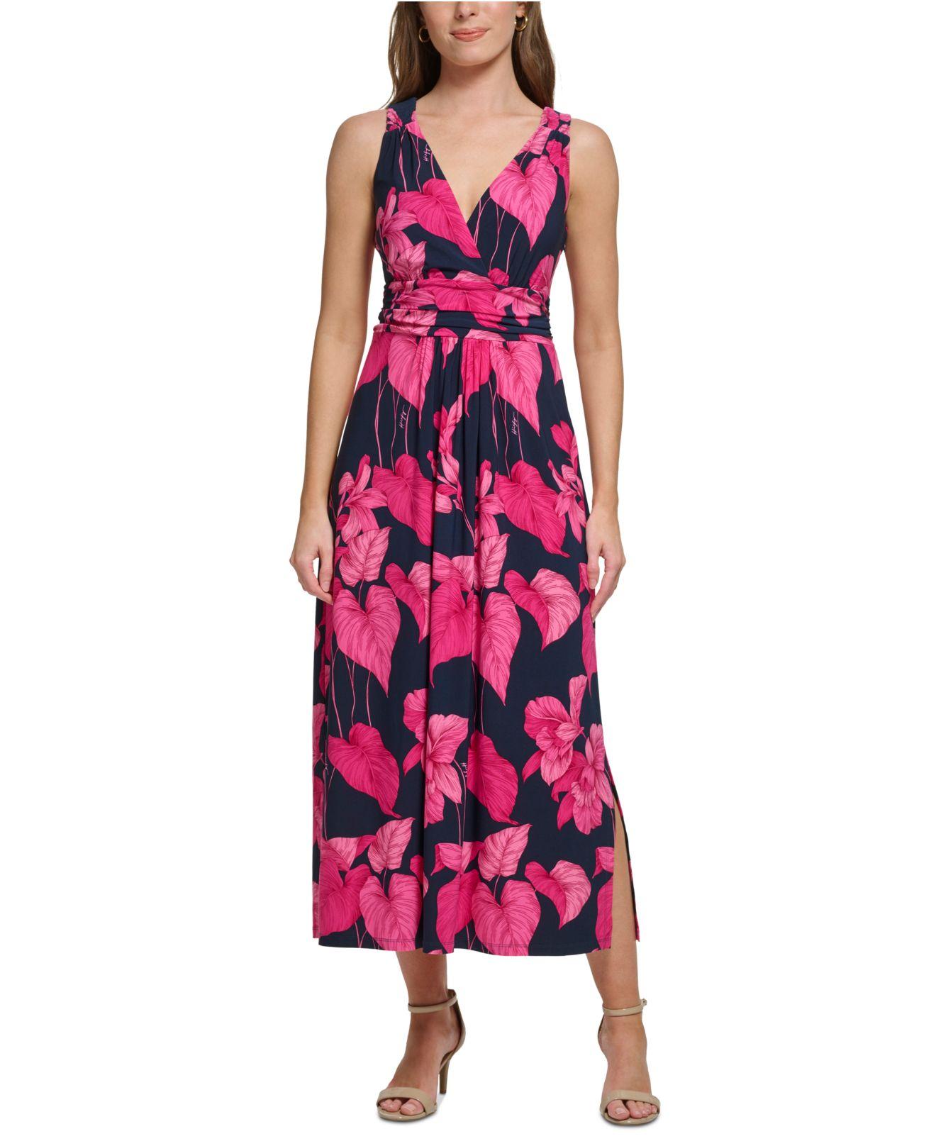 Tommy Hilfiger Petite Floral-print Maxi Dress in Pink | Lyst