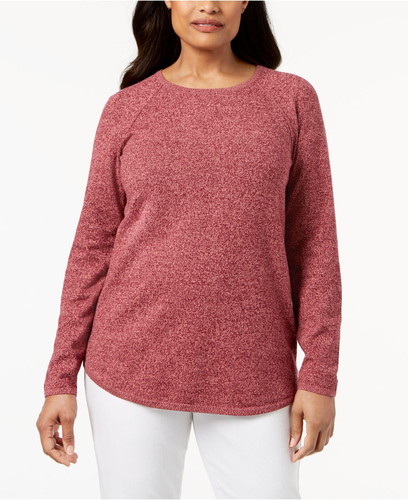 Karen Scott Petite Cotton Curvedhem Sweater, Created For Macy's in