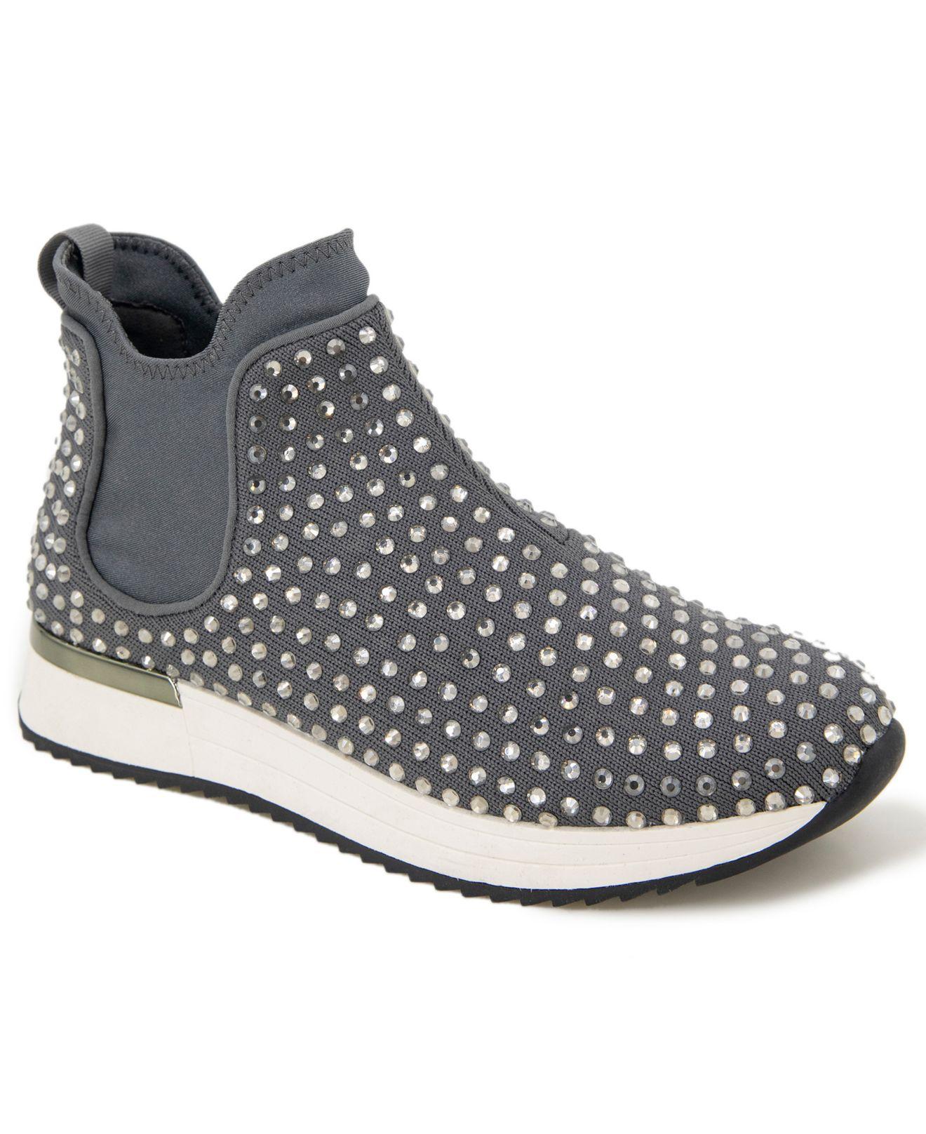 Kenneth Cole Reaction Lace Cameron Chelsea Jewel Sneakers in Dark Gray ...