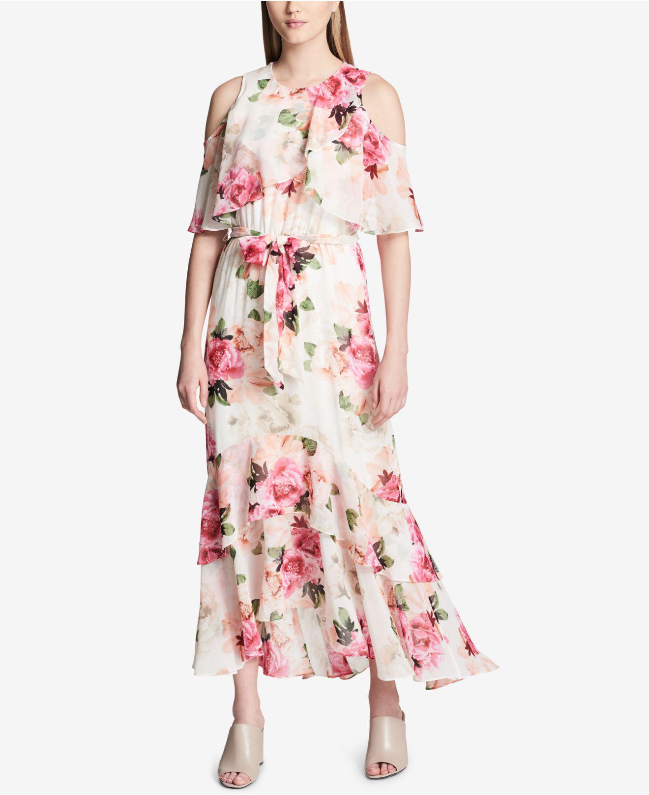 calvin klein floral long dress