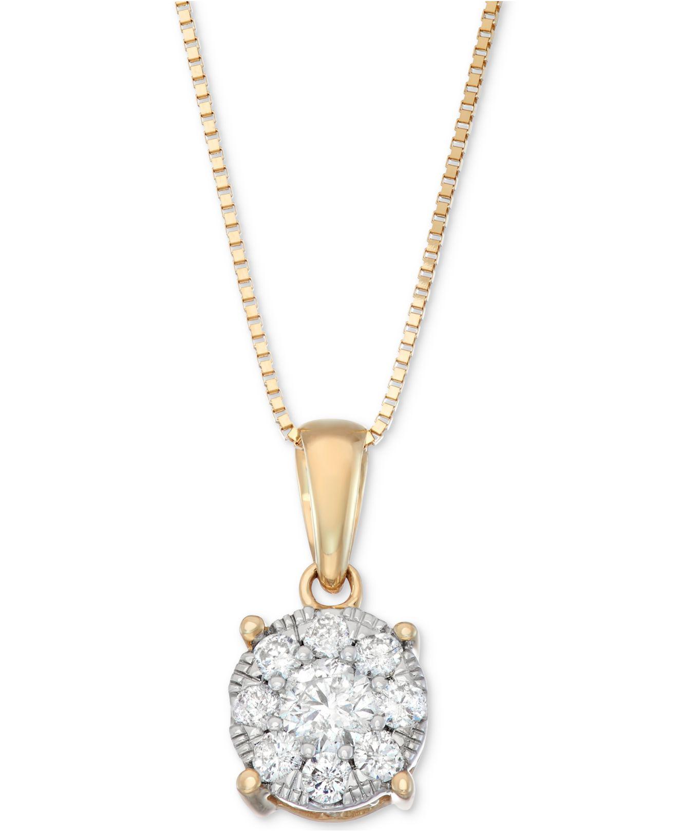 Macy's Diamond Unity Pendant Necklace (1/3 Ct. T.w.) In 14k Gold, White ...