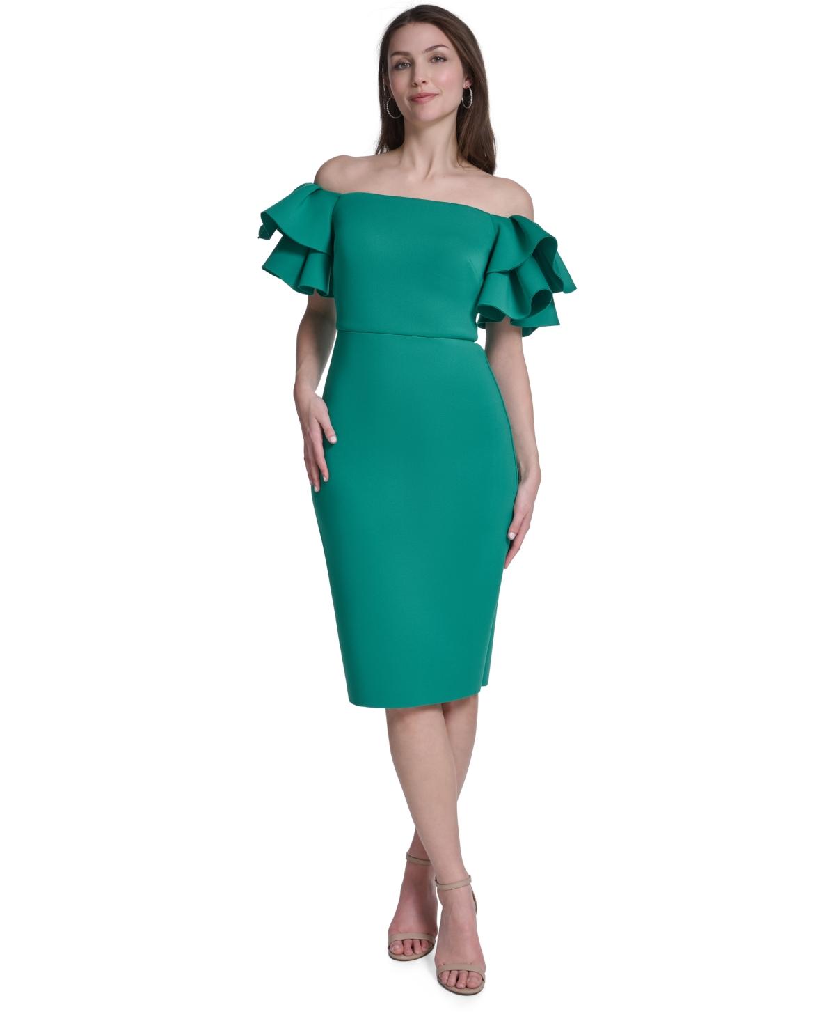 green emerald velvet dress Eliza J Green & Navy Sleeveless Fit & Flare Dress- Size XS
