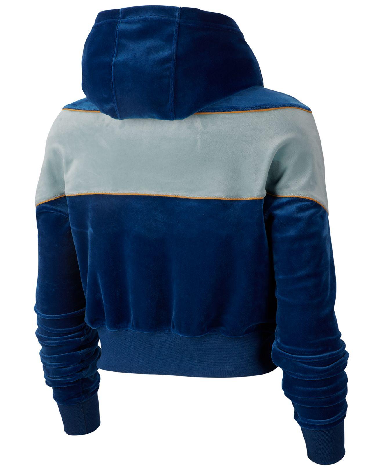 women's nike sportswear velour heritage pullover hoodie