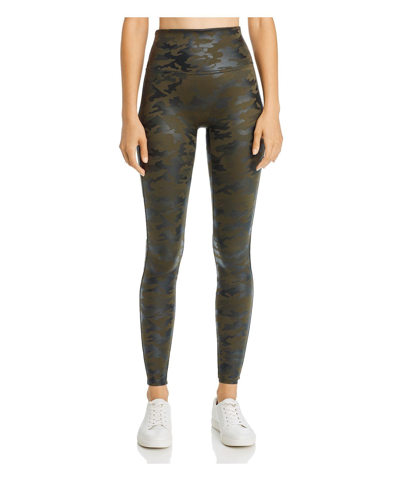 Spanx Camo Faux-leather Leggings in Green - Lyst