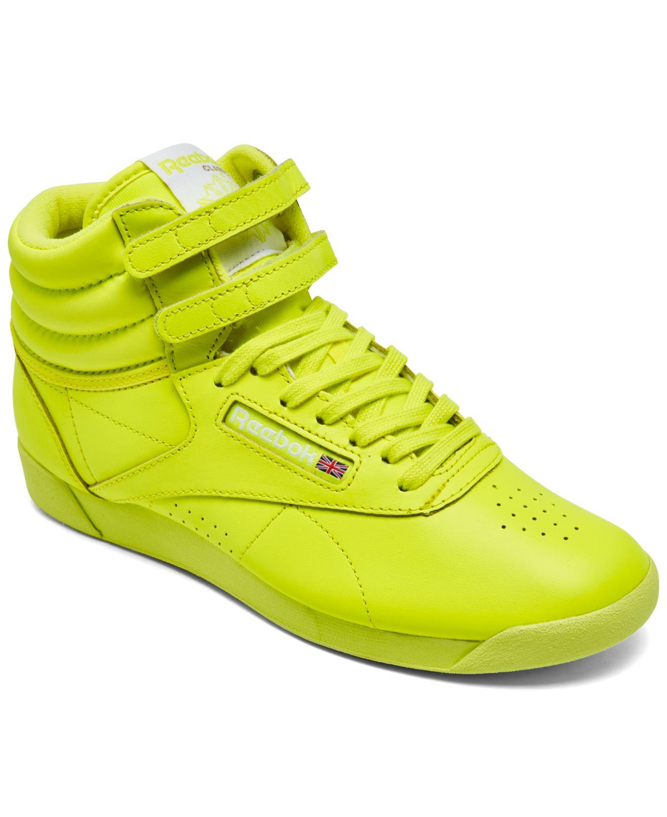 Reebok Freestyle High Top Casual Sneakers From Finish Line in Yellow | Lyst