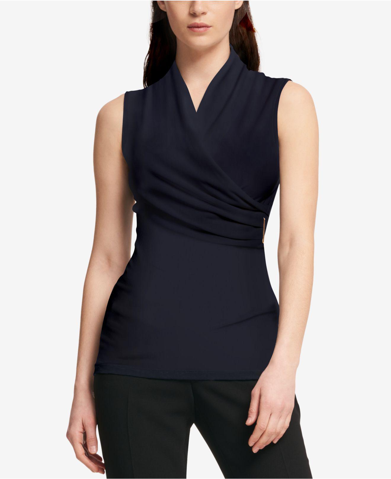 dkny sleeveless ruched top
