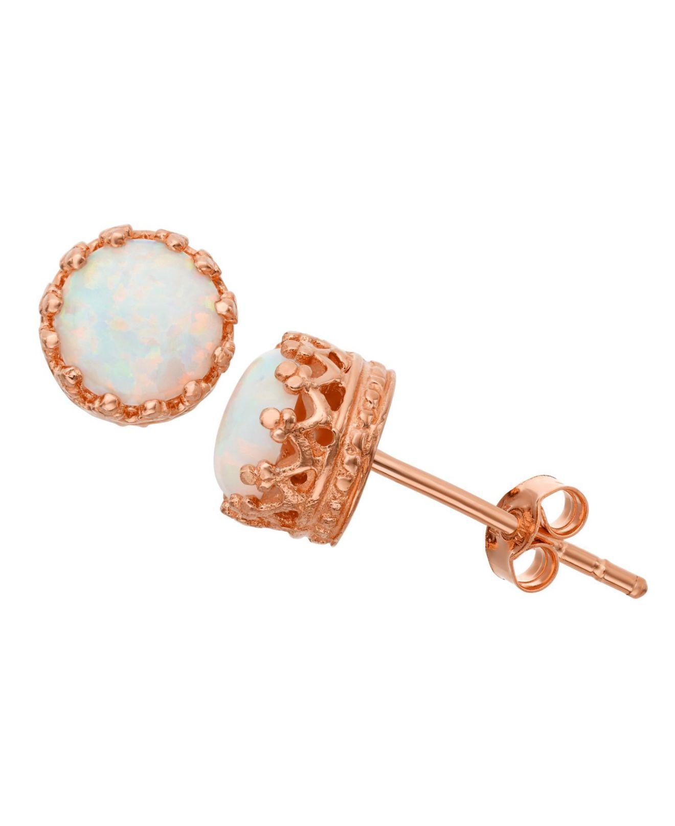 Lyst Macy's Rose Gold Plated Opal Earrings