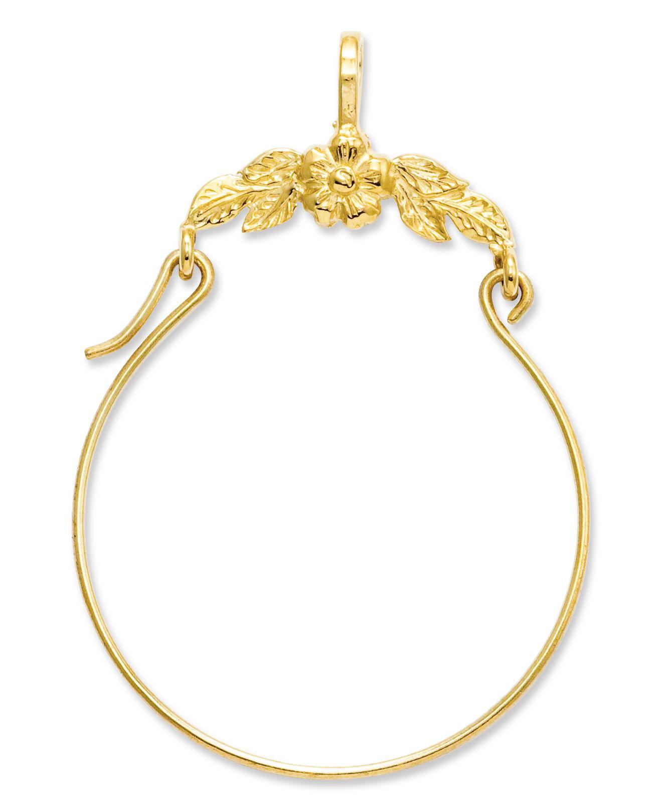 Macy's 14k Gold Charm Holder, Polished Floral Charm Holder in Metallic