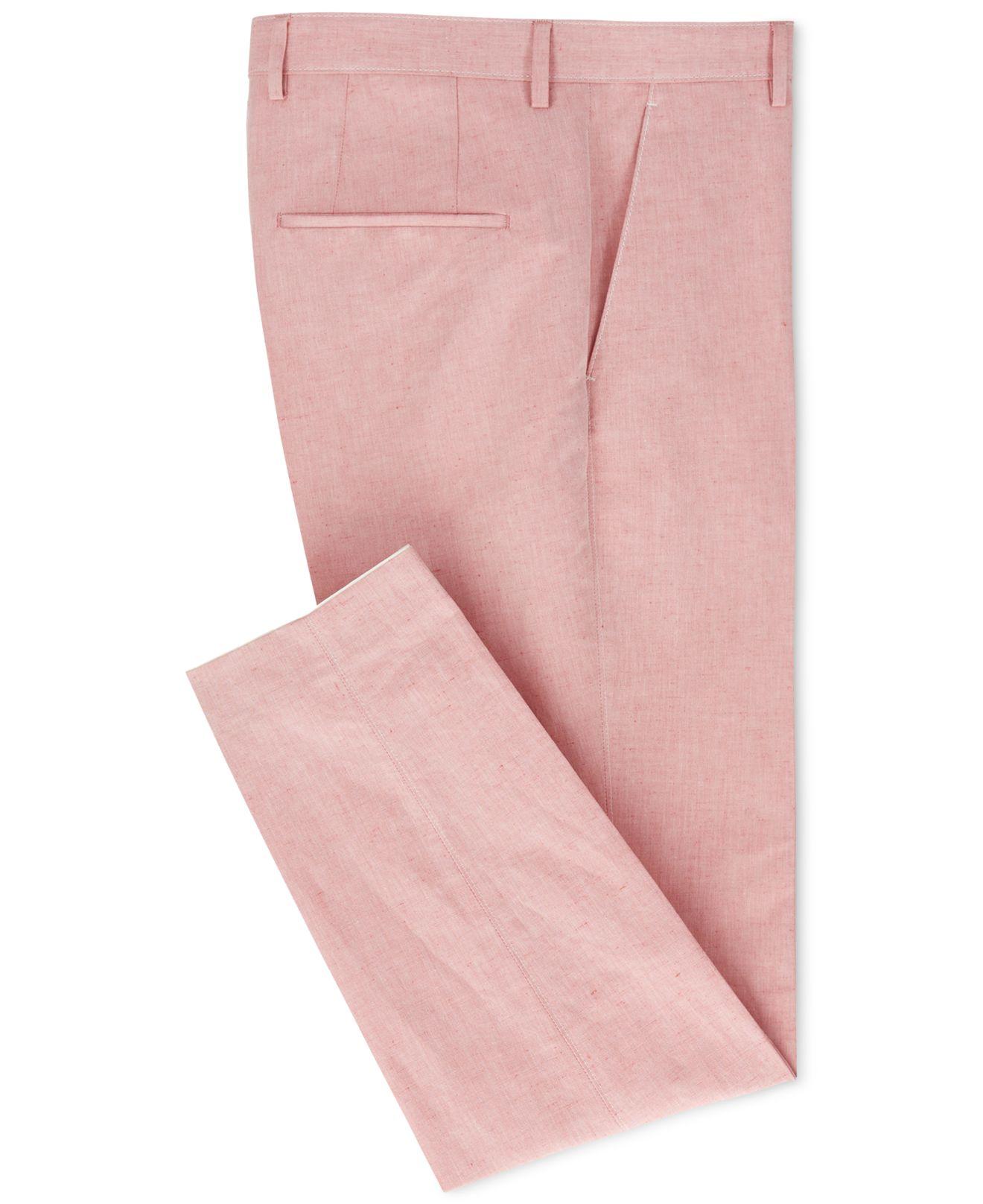 BOSS by HUGO BOSS Linen Slim-fit Dress Pants in Salmon (Pink) for Men | Lyst