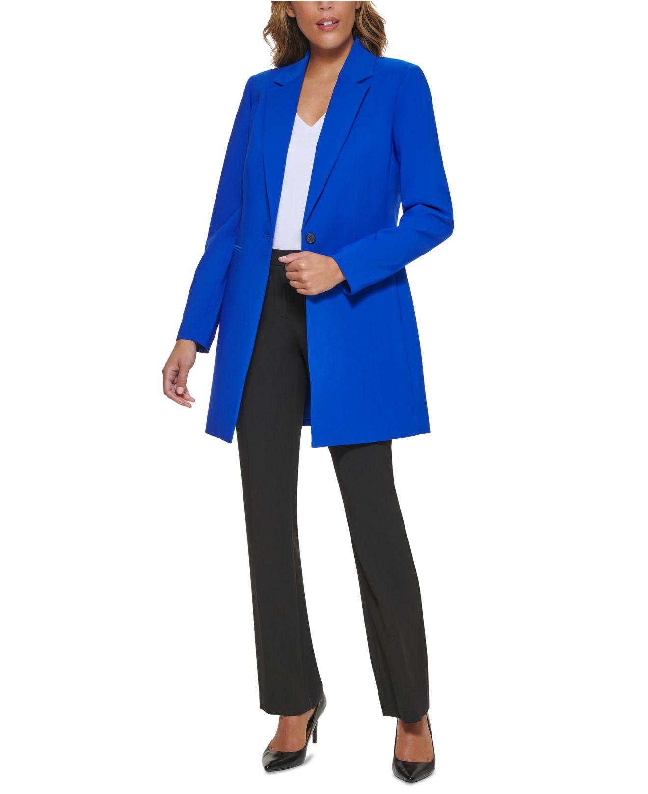 Calvin Klein X-fit One Button Long Blazer in Blue | Lyst
