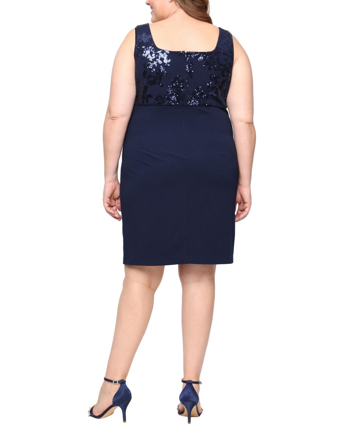 Alex Evenings Plus Size Short Stretch Scuba Crepe 3/4-sleeve Jacket Dress  in Blue | Lyst