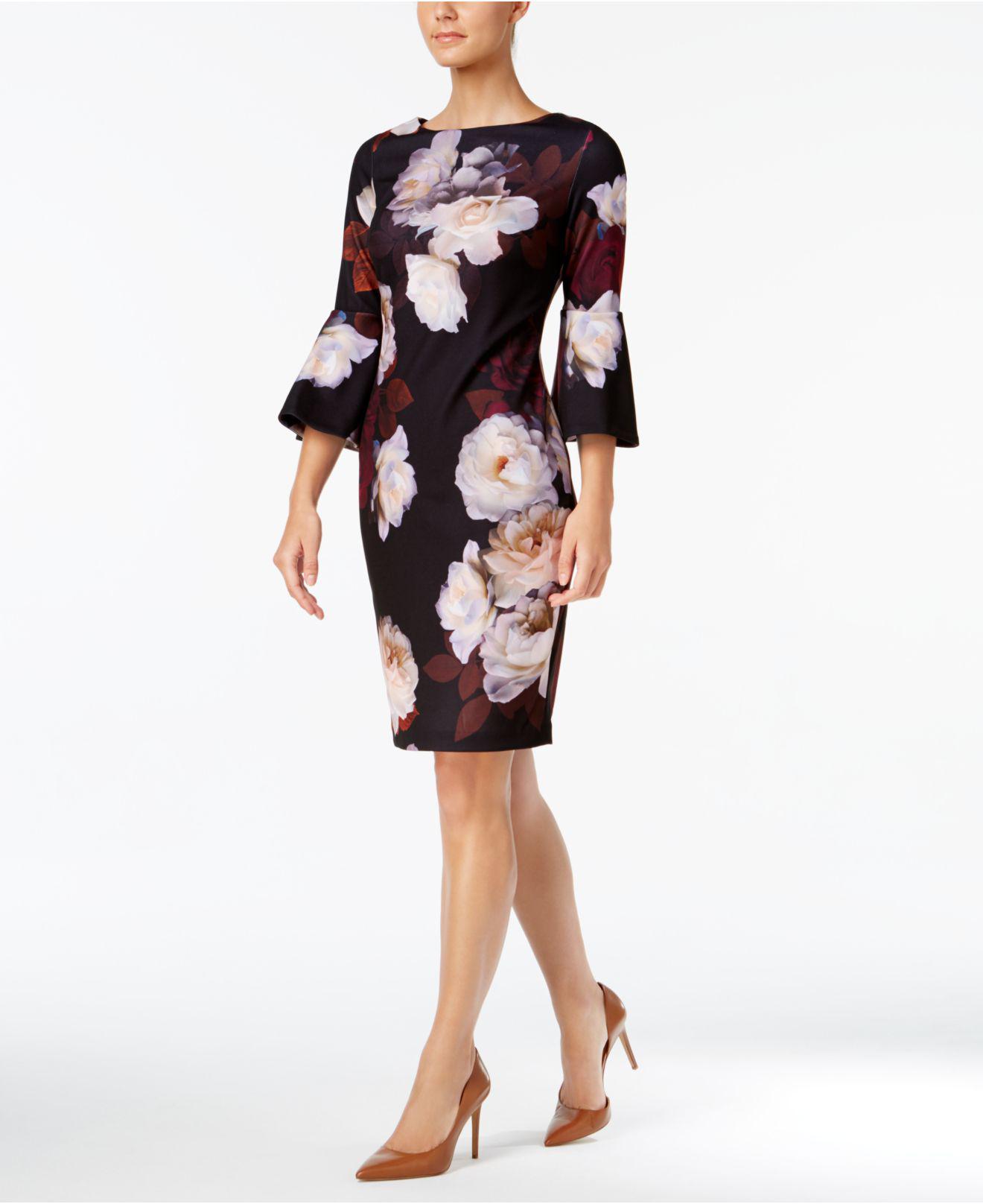 calvin klein black dress with flowers