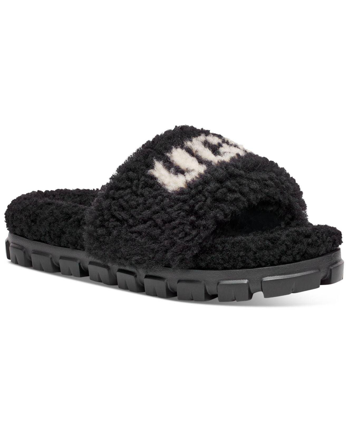 UGG Cozetta Curly Graphic Logo Lugsole Slippers in Black Lyst