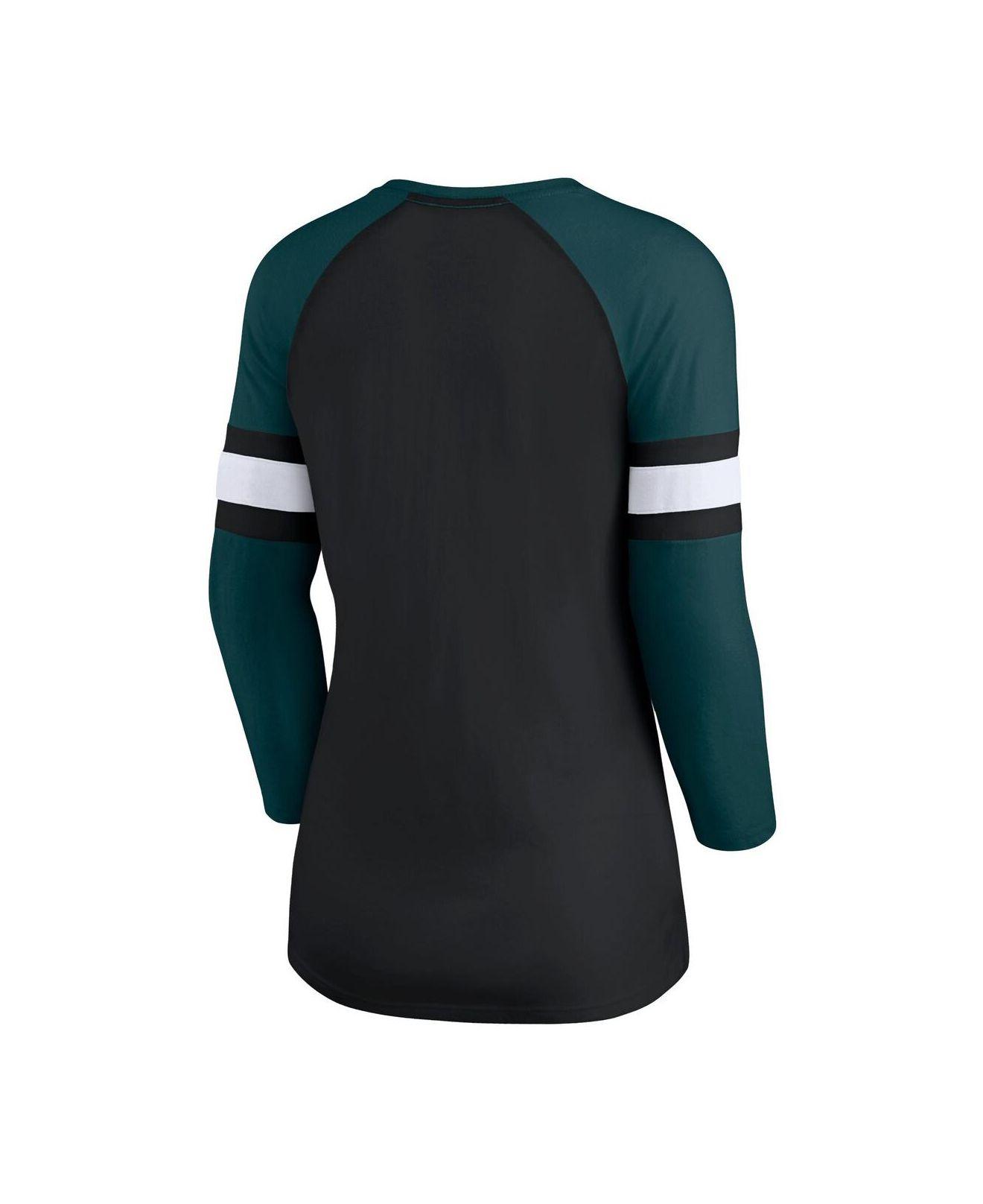 Women's Fanatics Branded White/Midnight Green Philadelphia Eagles Durable  Raglan 3/4-Sleeve T-Shirt