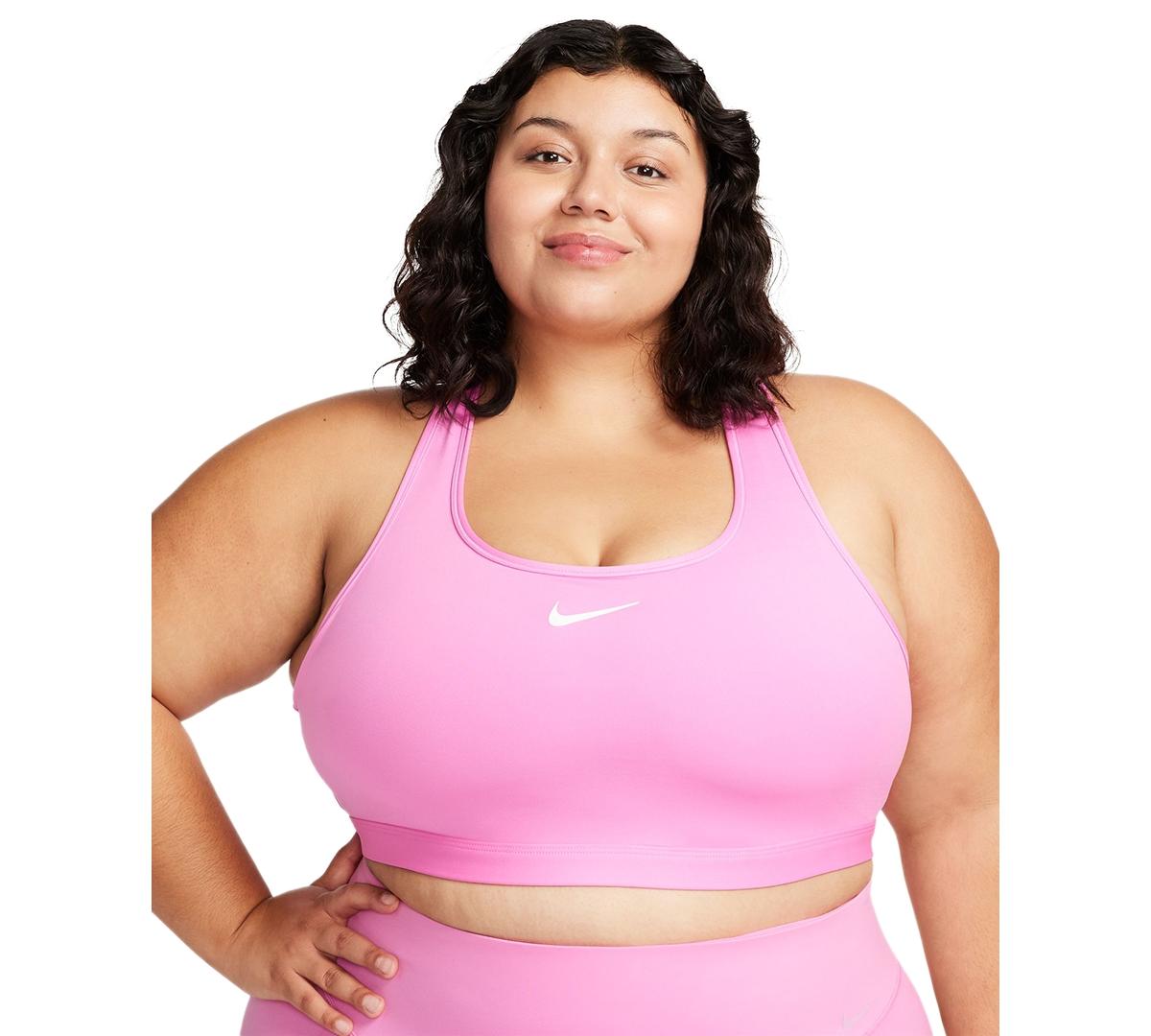 Nike Plus Size Active Medium-support Padded Logo Sports Bra in Pink