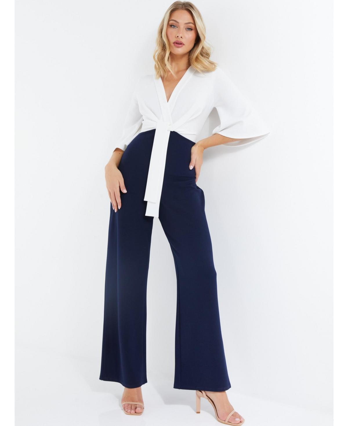 Quiz Two Toned Scuba Crepe Jumpsuit in Blue Lyst