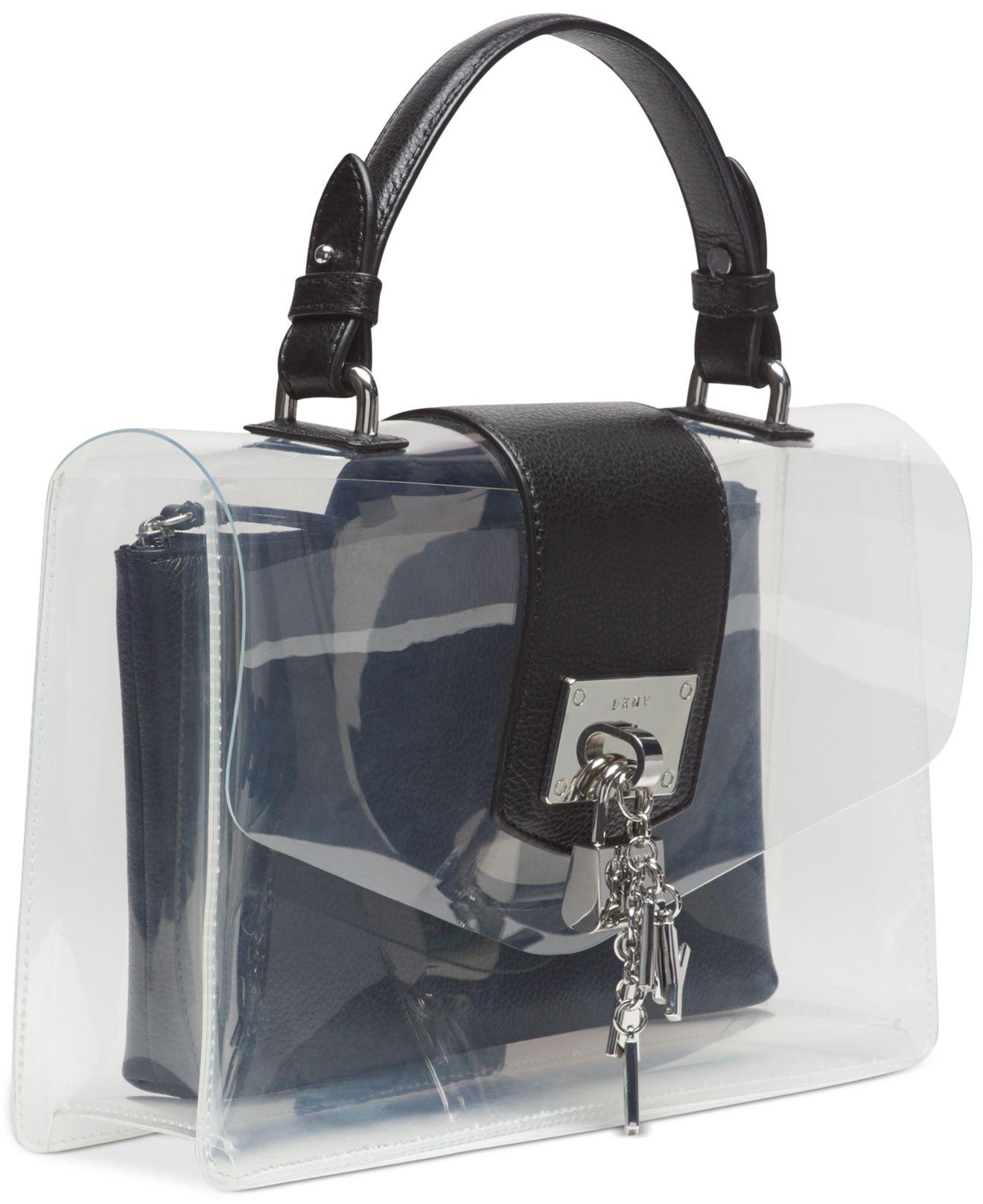 DKNY Elissa Flap Clear Shoulder Bag, Created For Macy's in Black/Silver