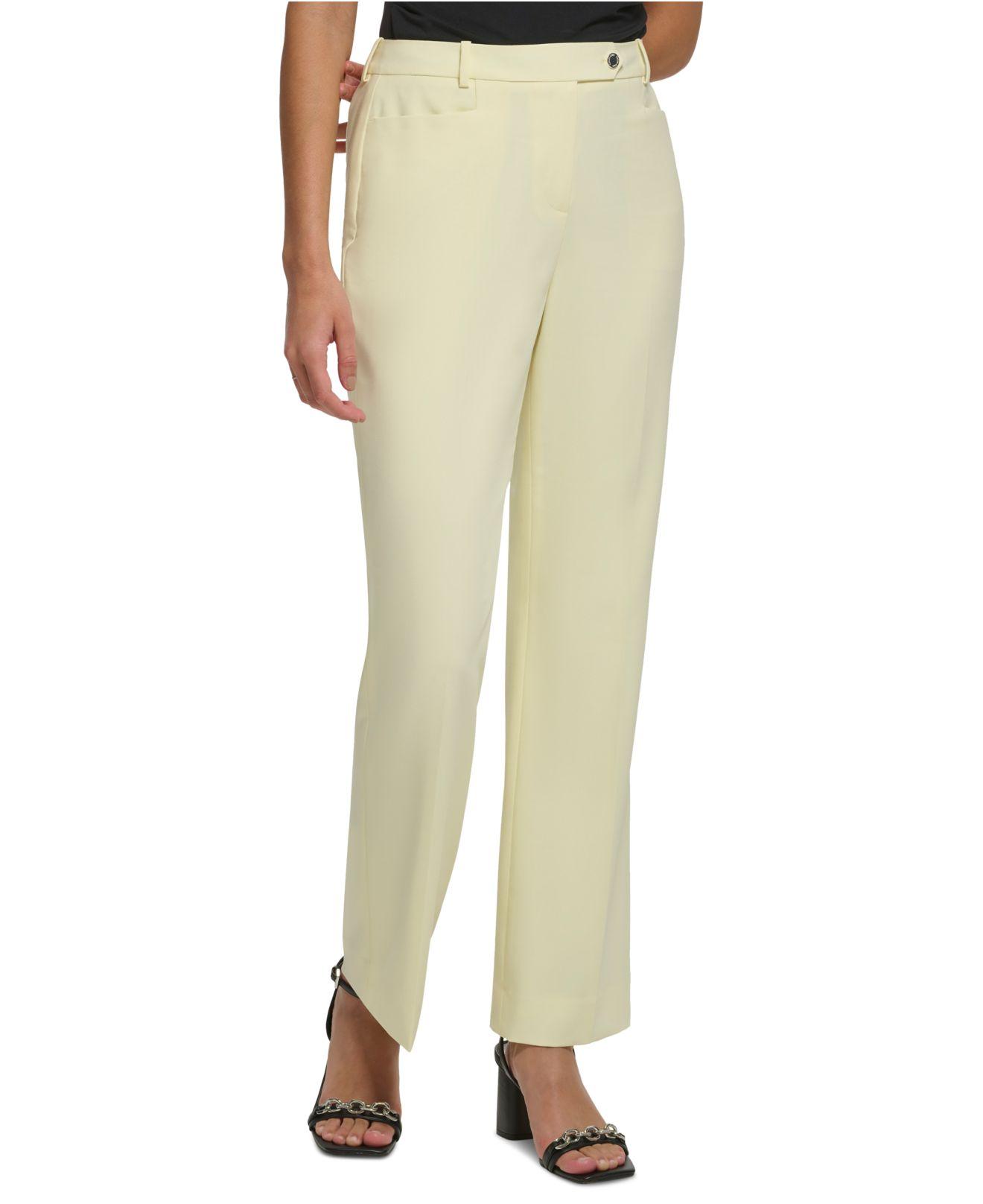 Calvin Klein Petite Solid Lux Straight-leg Modern-fit Pants in Natural |  Lyst