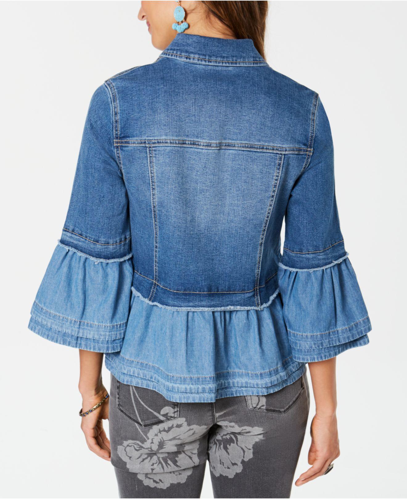 Style & Co. Ruffled Denim Jacket, Created For Macy's in Blue Lyst