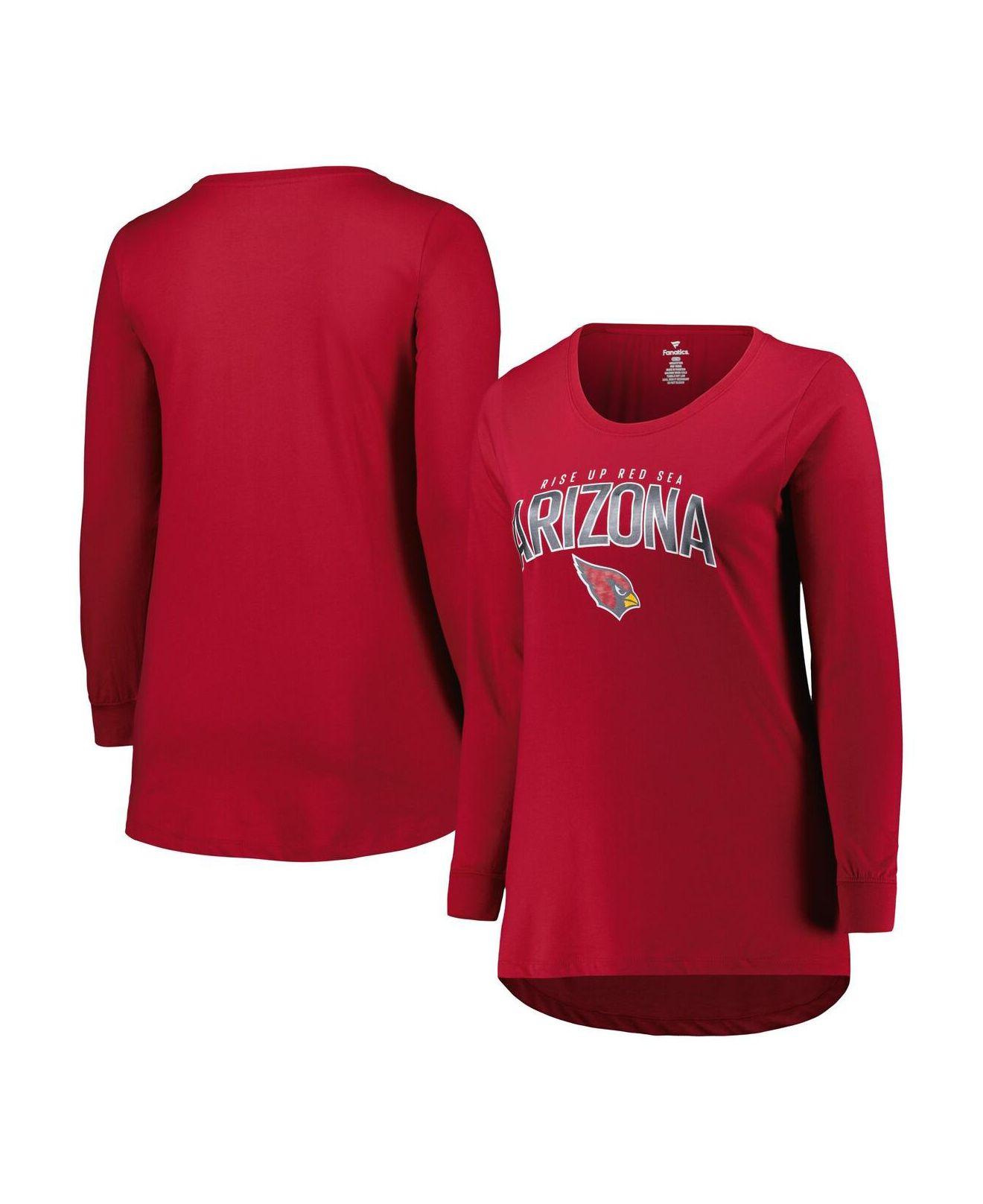 Fanatics Branded Cardinal Arizona Cardinals Plus Size Measure Distance  Scoop Neck Long Sleeve T-shirt in Red