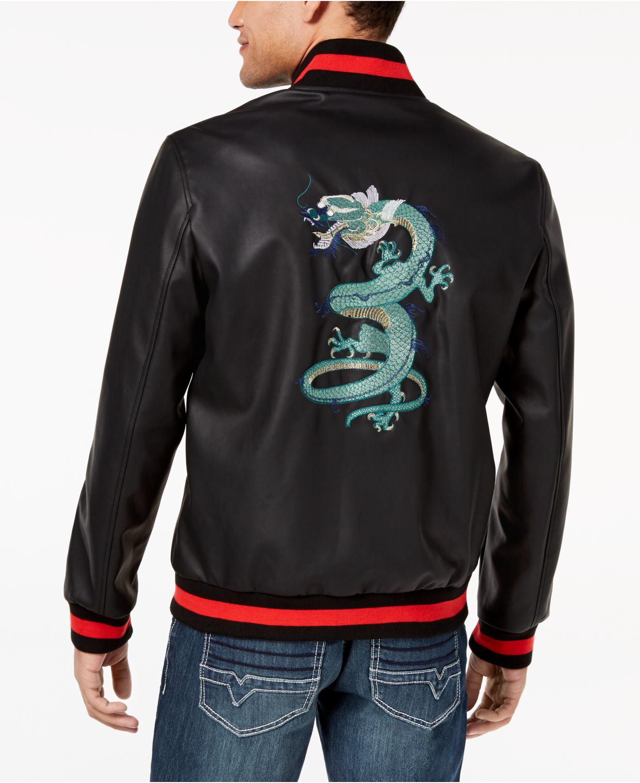 INC International Concepts Synthetic Embroidered Dragon Varsity Bomber ...