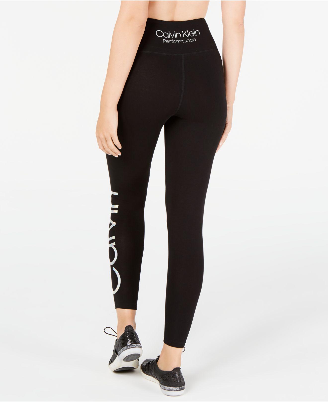 Calvin Klein Cotton Performance Logo High-waist Leggings in Black - Lyst