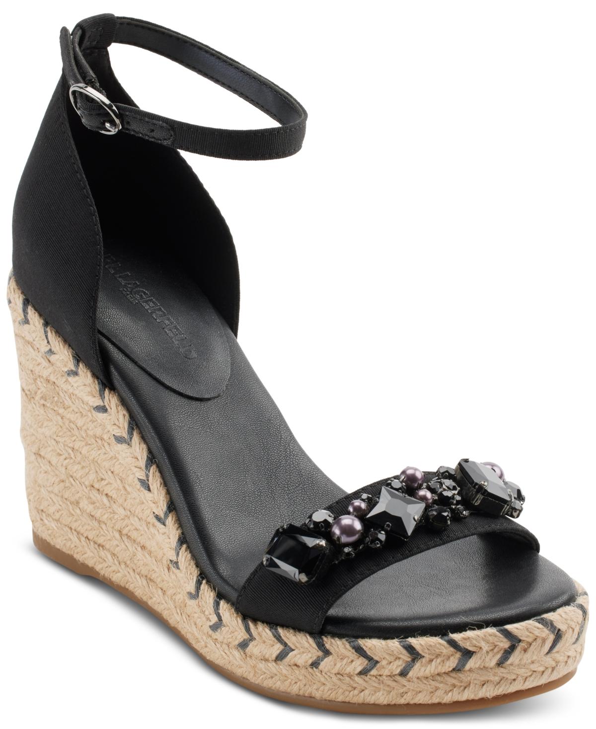 Karl Lagerfeld Catalyna Wedge Espadrille Sandals in Black Lyst