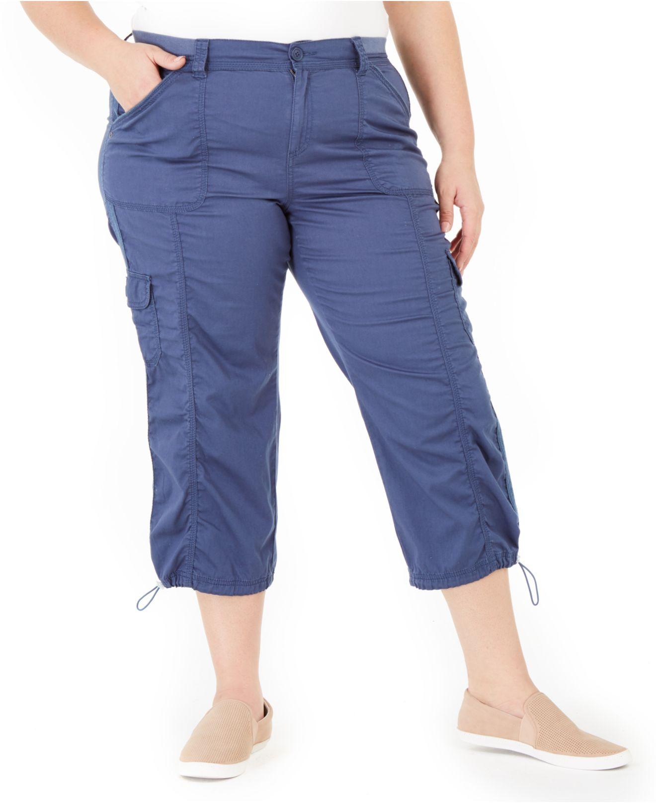 Style & Co. Plus Size Cotton Bungee Cargo Capri Pants, Created For Macy's  in Blue | Lyst