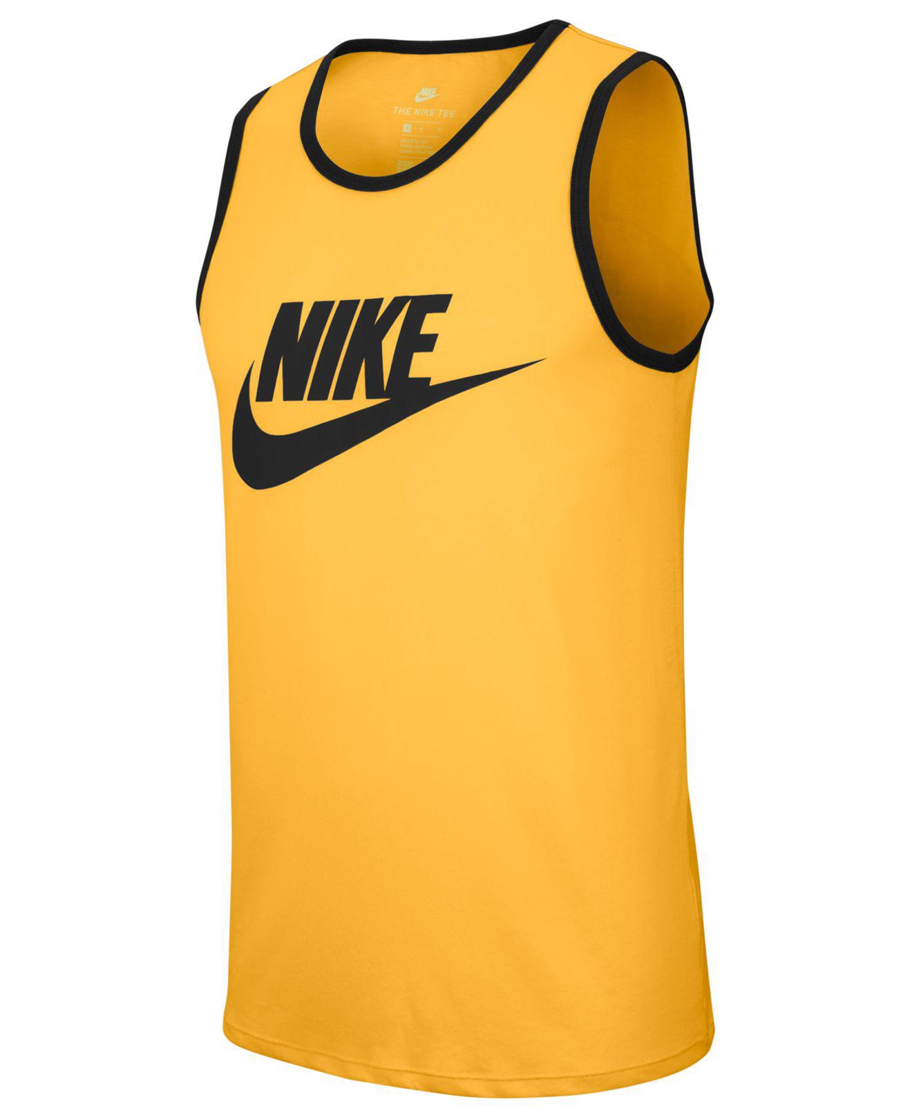 Nike Synthetic Ace Logo Graphic Tank in Yellow for Men | Lyst