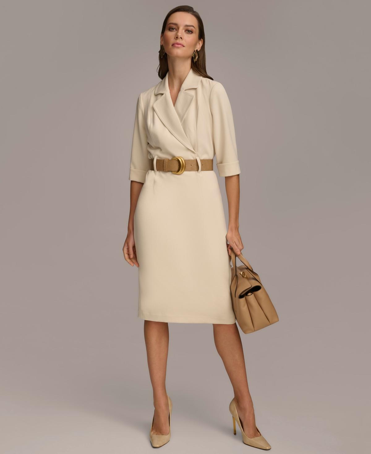 Donna Karan Belted Midi Jacket Dress in Natural Lyst