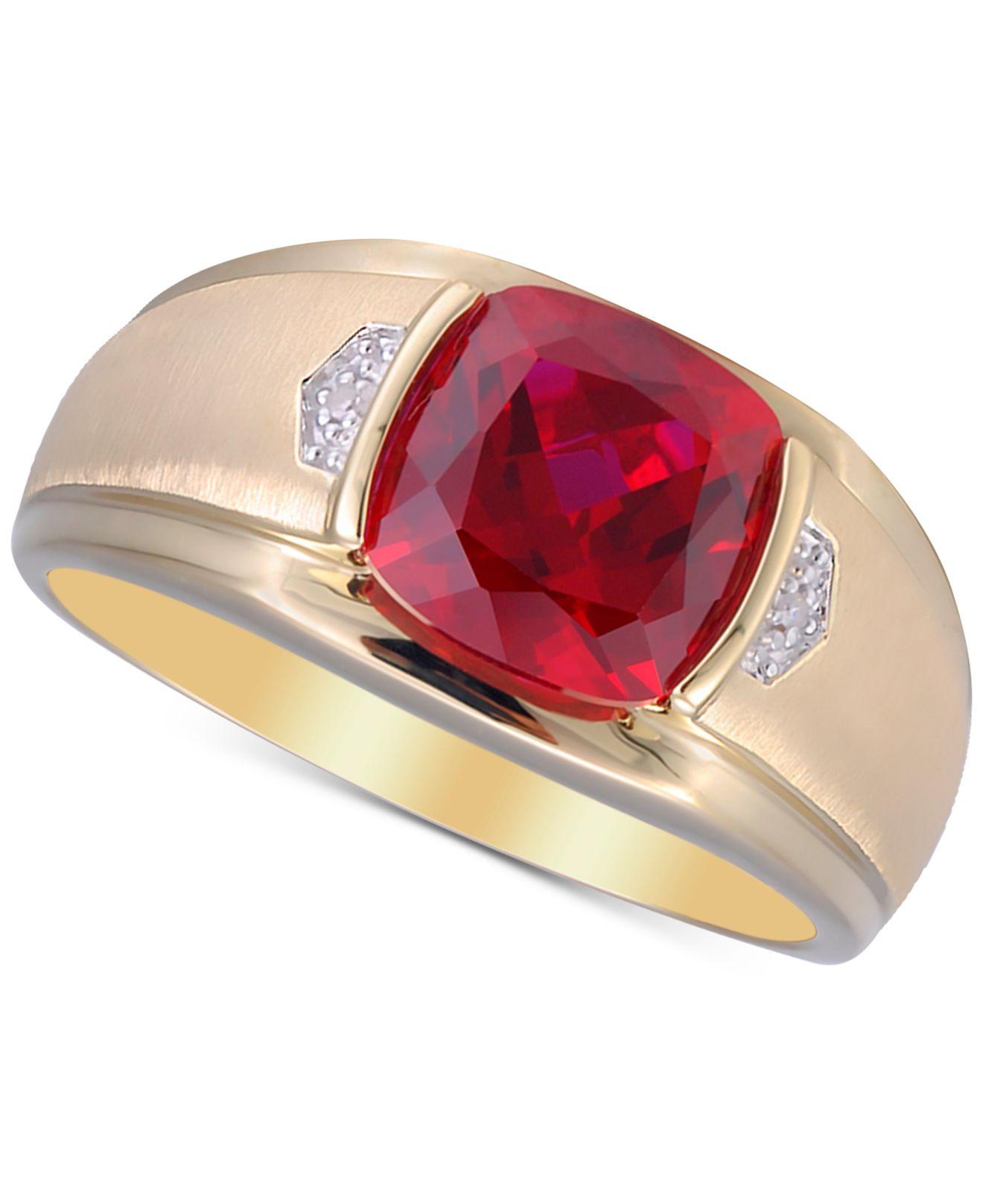Macy's Lab-created Ruby (5 Ct. T.w.) & Diamond Accent Ring In 10k Gold ...