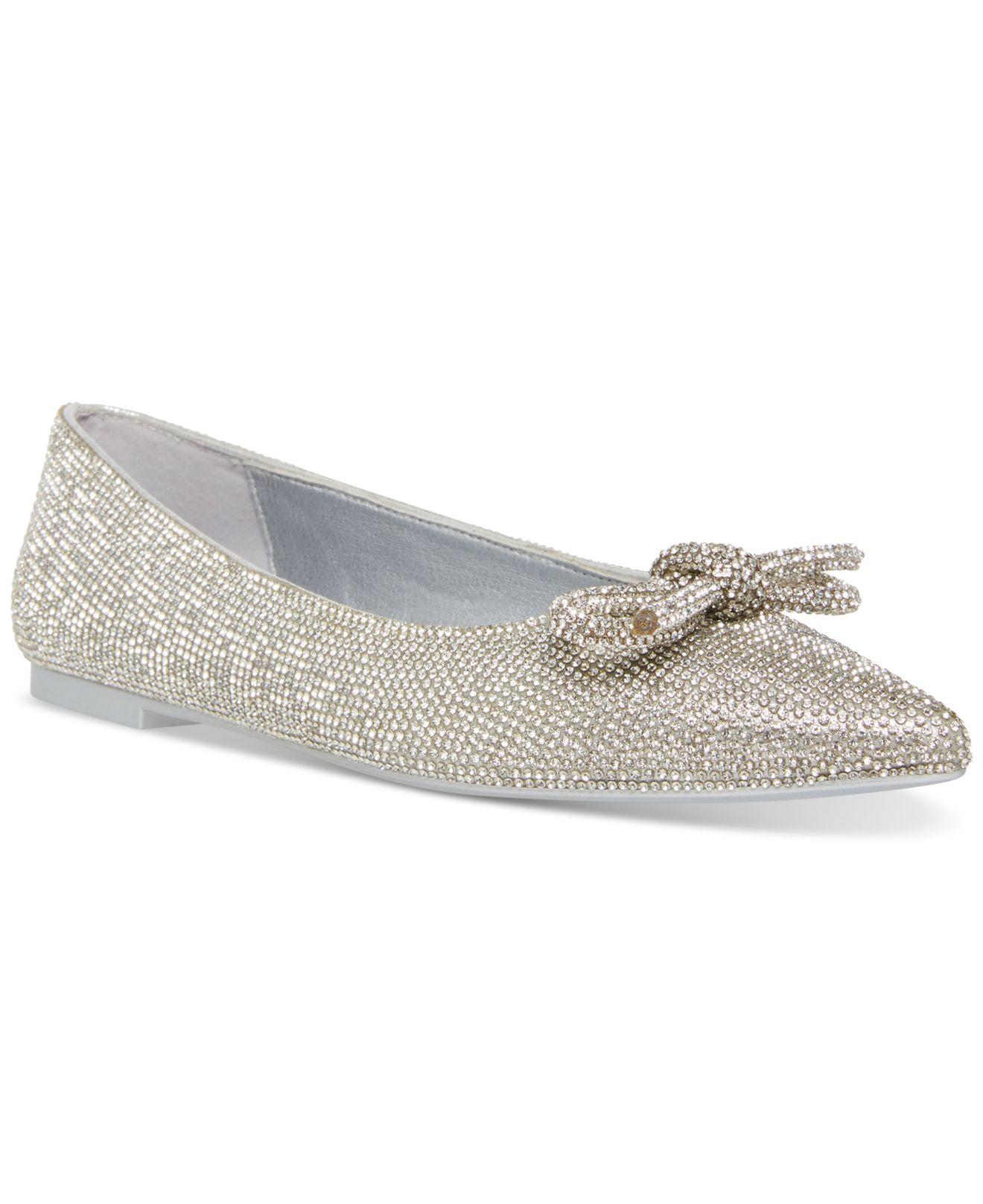 Steve Madden Elina Embellished Rhinestone Bow Ballet Flats in Gray Lyst